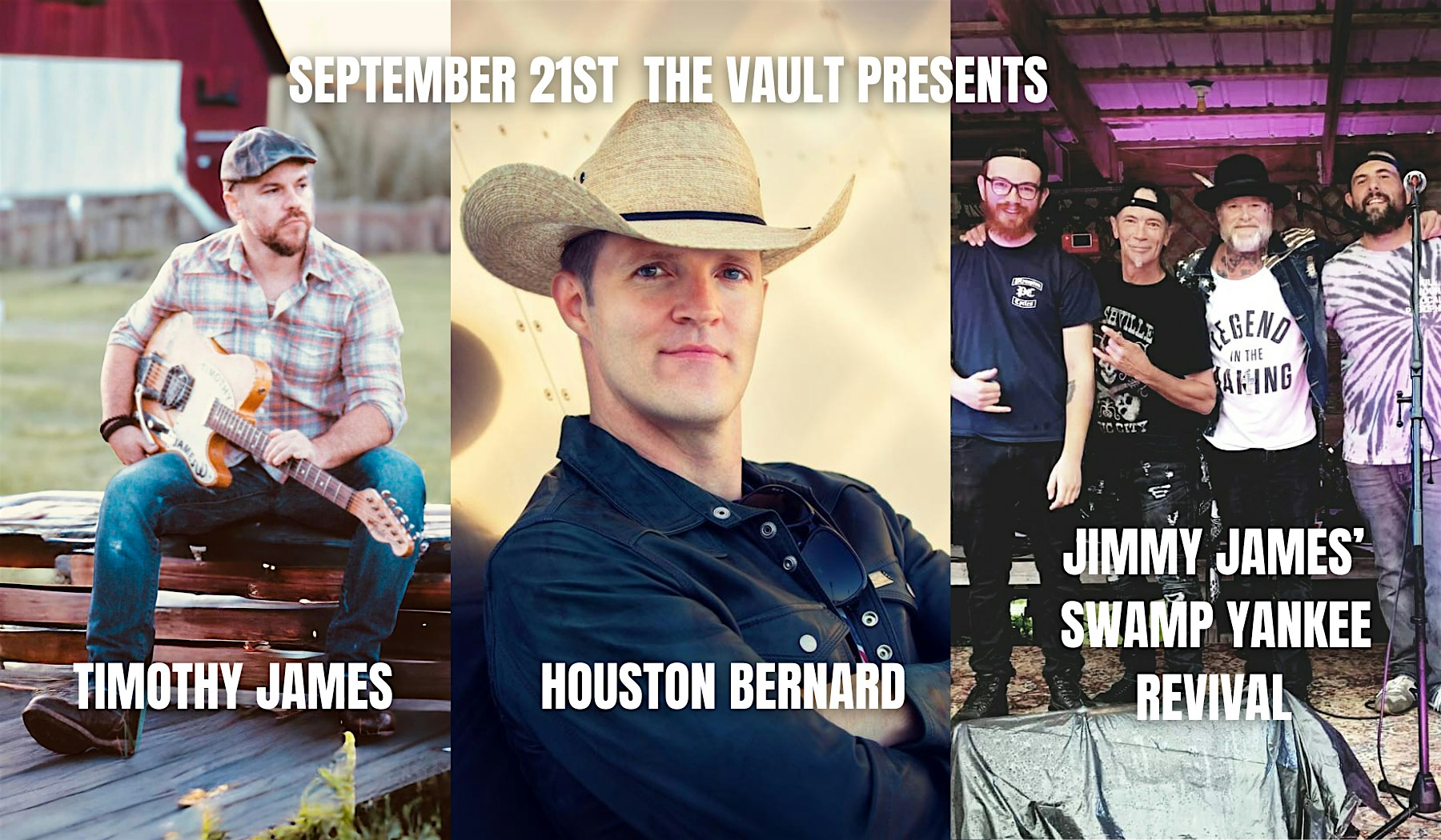 Country Invades the Vault-Timothy James/Houston Bernard/Swamp YankeeRevival – New Bedford, MA