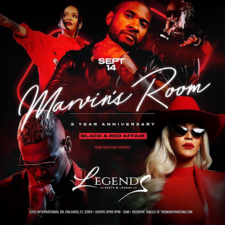 Marvins Room 3 year Anniversary BLACK and RED AFFAIR – Orlando, FL