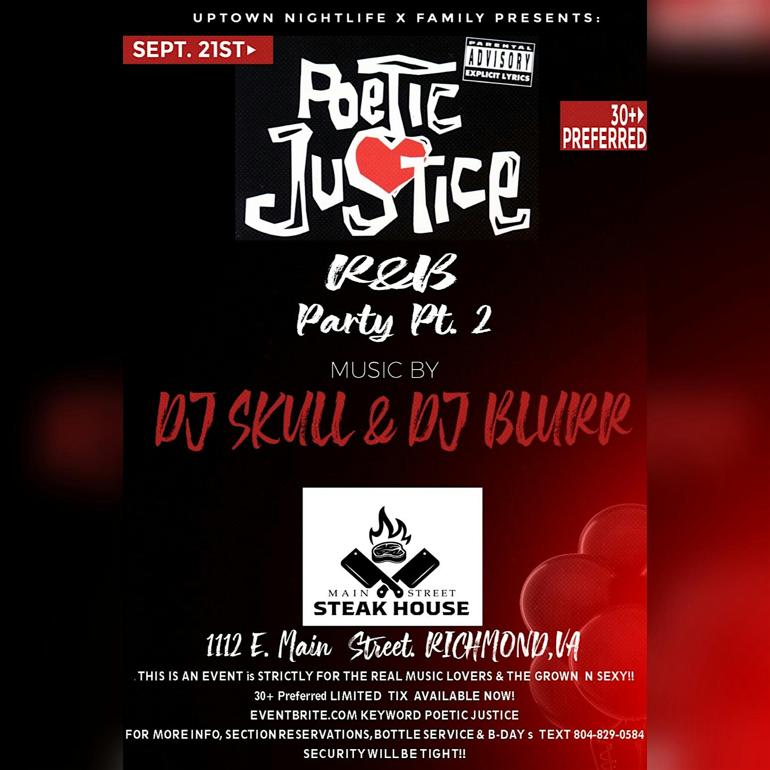 Poetic Justice RnB Party ~ Part 2 ~ 9/21/24 ~ @ Mainstreet Steakhouse – Richmond, VA