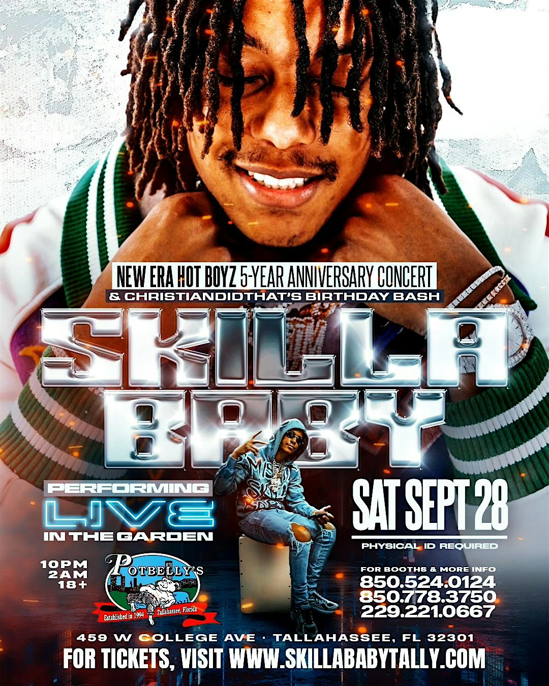 SKILLA BABY PERFORMING LIVE | SAT SEPT 28TH @ POTBELLY’S – Tallahassee, FL