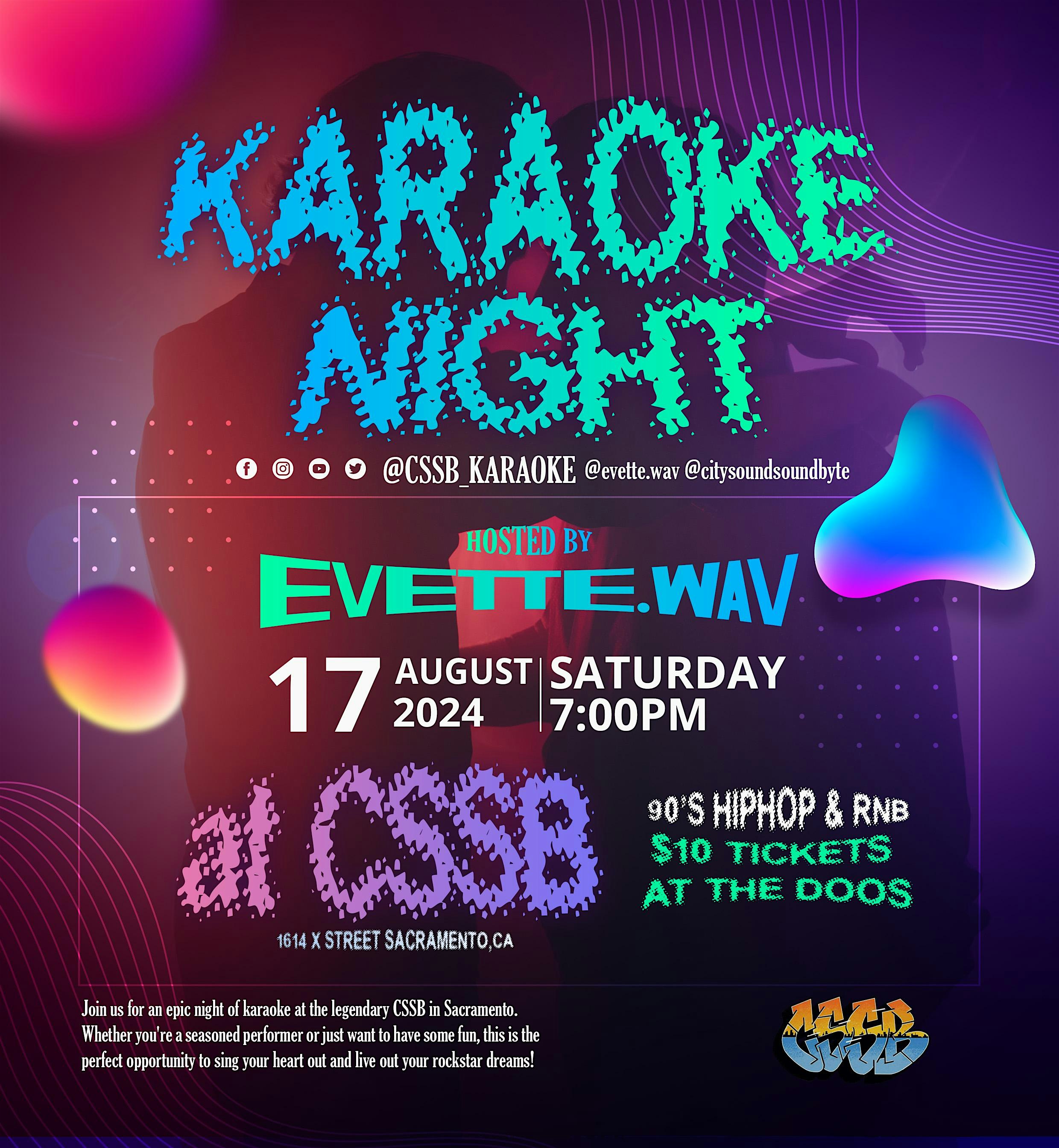 Karaoke Night at CSSB [Hosted by Evette.WAV] – Sacramento, CA