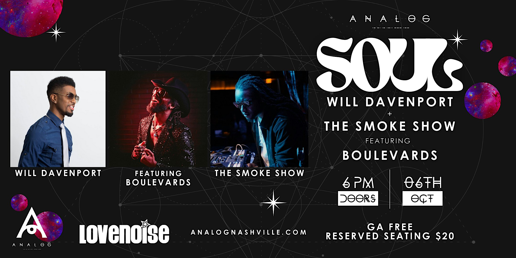 Analog Soul featuring Will Davenport, The Smoke Show and Boulevards – Nashville, TN