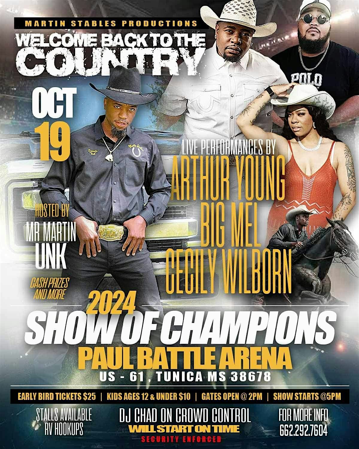 Welcome Back To The Country Show Ft. Arthur Young, Cecily Wilborn & Big Mel – Tunica, MS