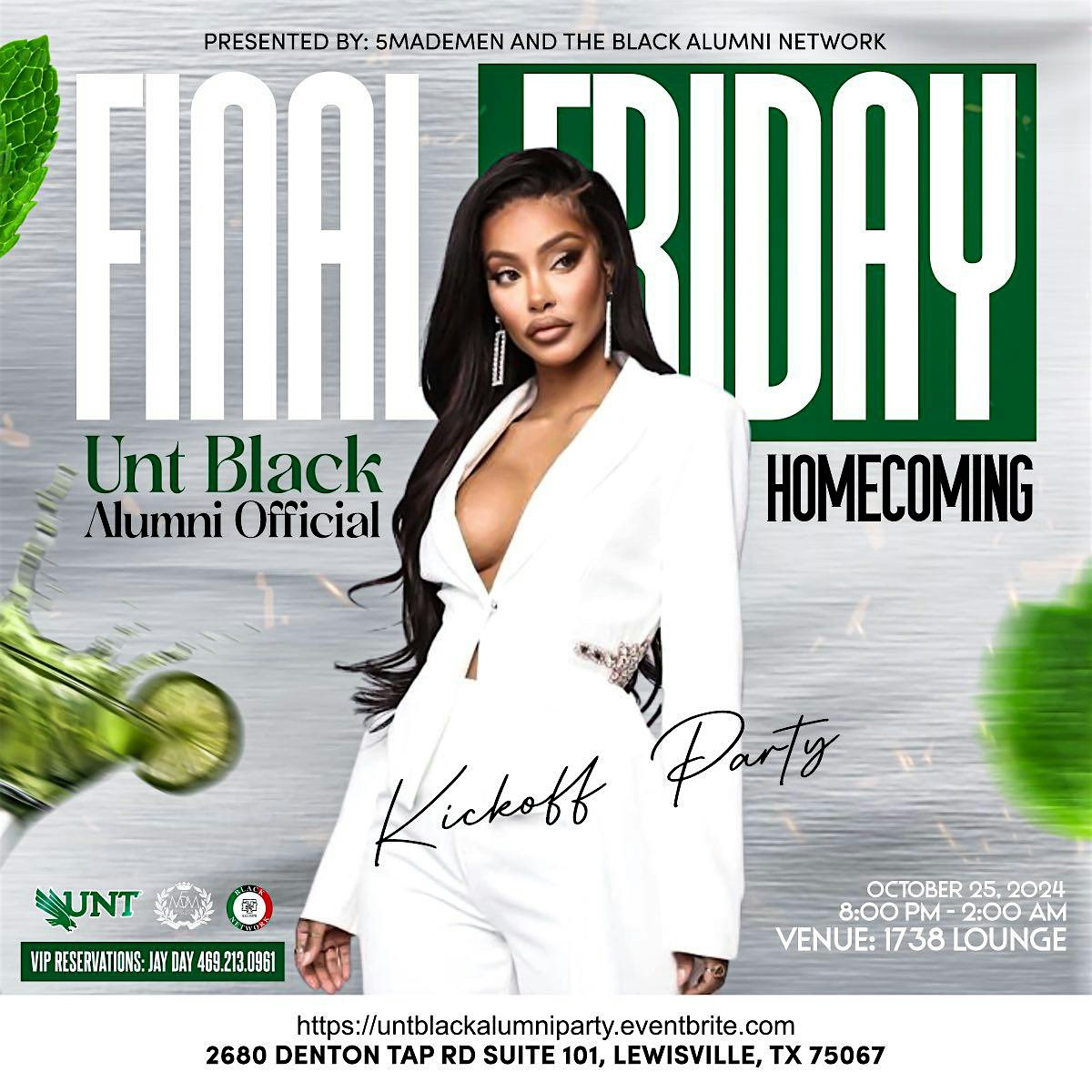 “FINAL FRIDAY” UNT BLACK ALUMNI OFFICIAL HOMECOMING KICKOFF PARTY – Lewisville, TX