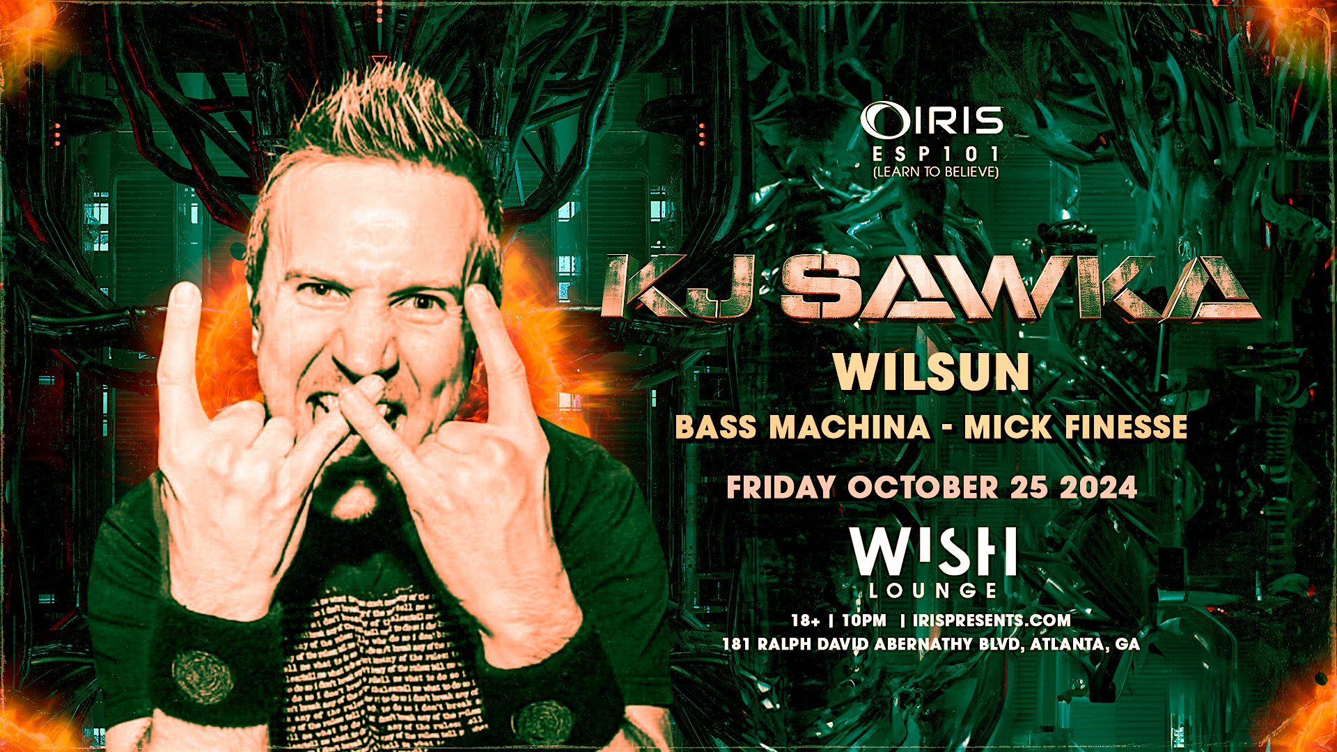 Iris Presents: KJ Sawka @ Wish Lounge | Fri, Oct 25th! – Atlanta, GA