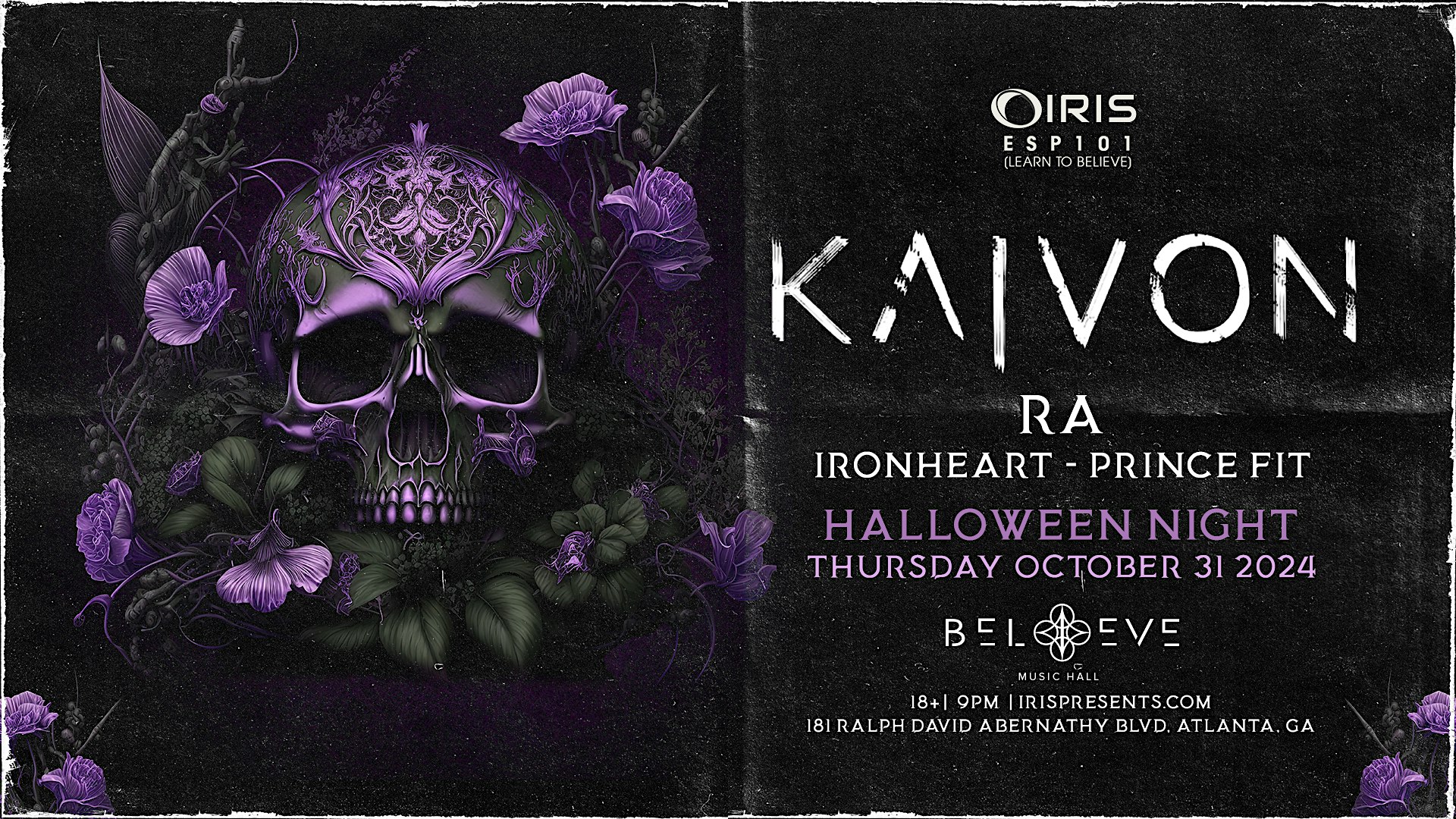 Kaivon @ Believe Music Hall | Oct 31st | THE #1 IRIS Halloween Spooktacular – Atlanta, GA