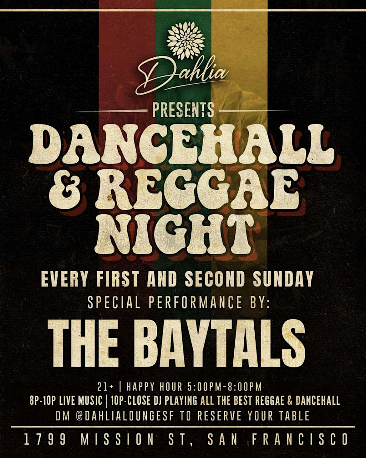 Reggae & Dancehall Night @ Dahlia Lounge SF – San Francisco, CA