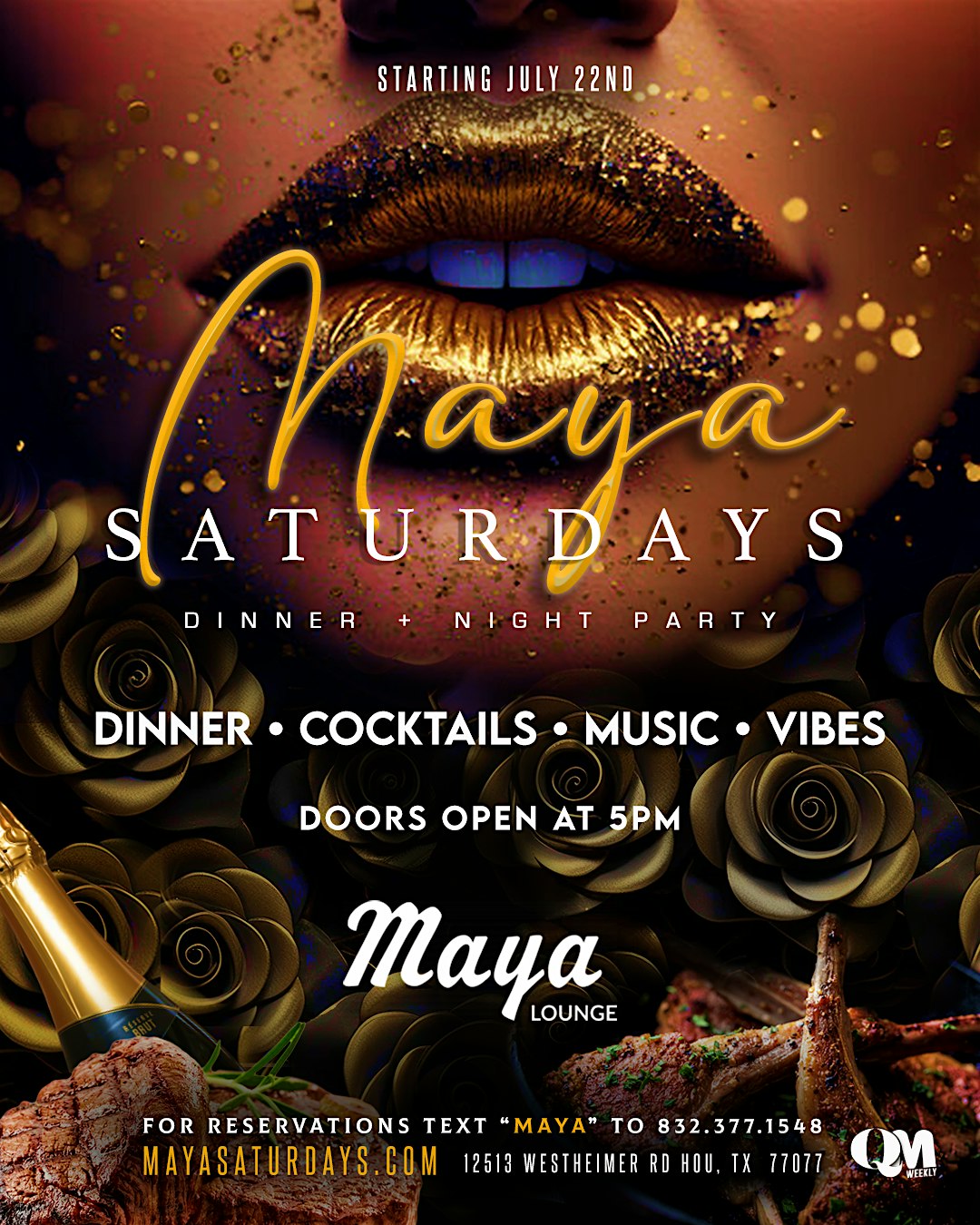 MAYA SATURDAYS! DINNER + NIGHT PARTY – Houston, TX