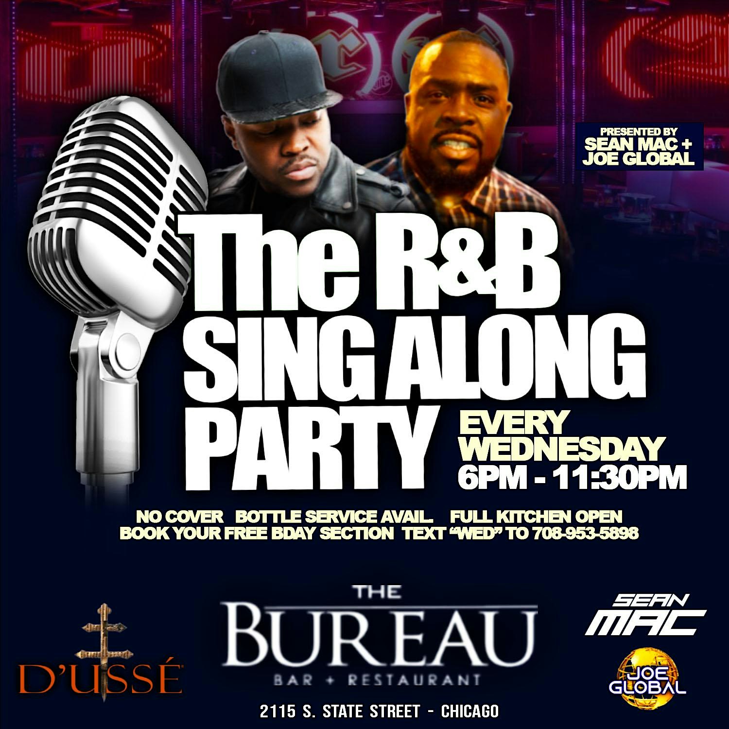 The R&B Sing Along Party at Bureau Bar with SEAN MAC + JOE GLOBAL – Chicago, IL