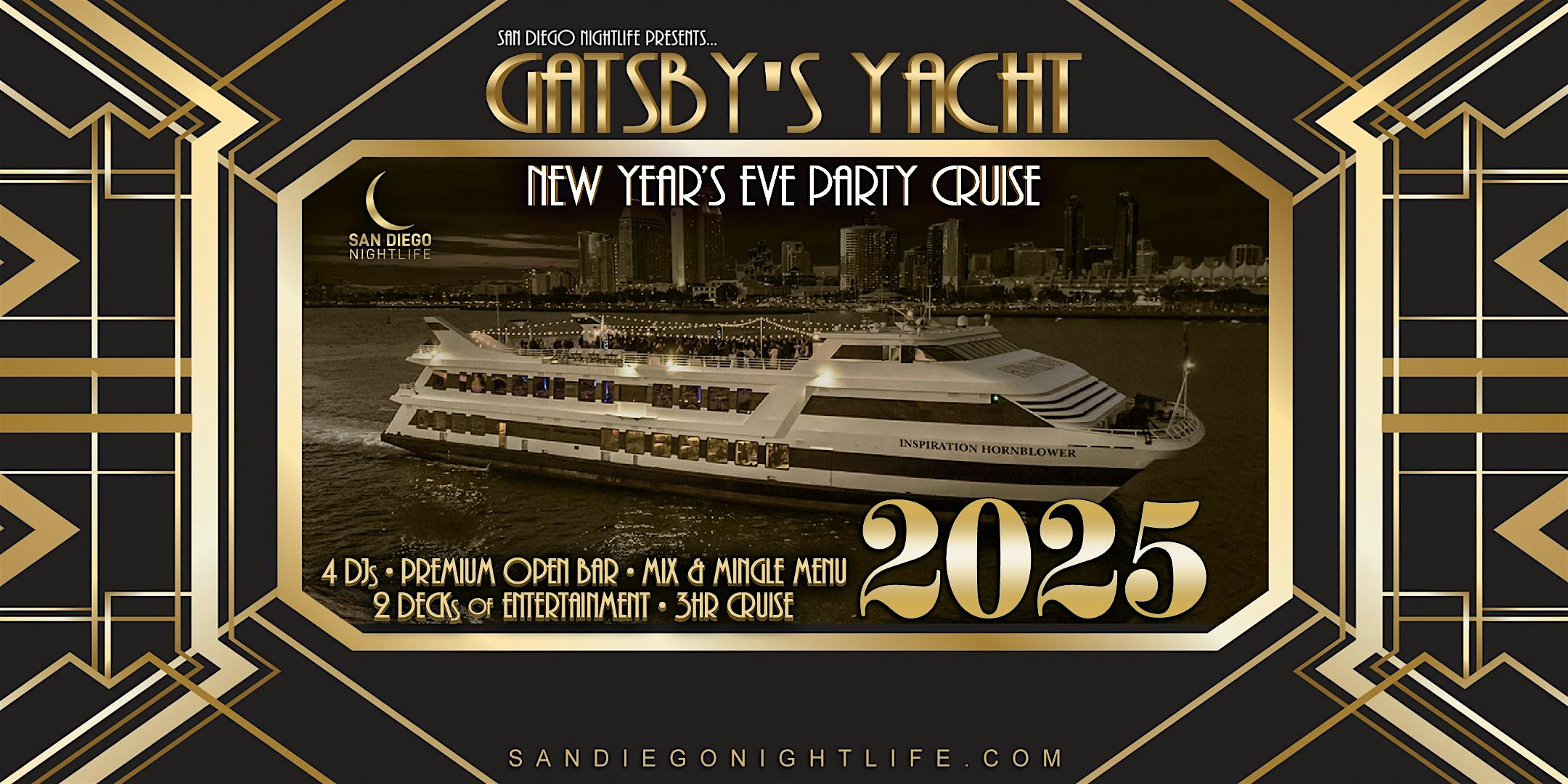 2025 San Diego New Year’s Eve Party Cruise | Gatsby’s Yacht – San Diego, CA