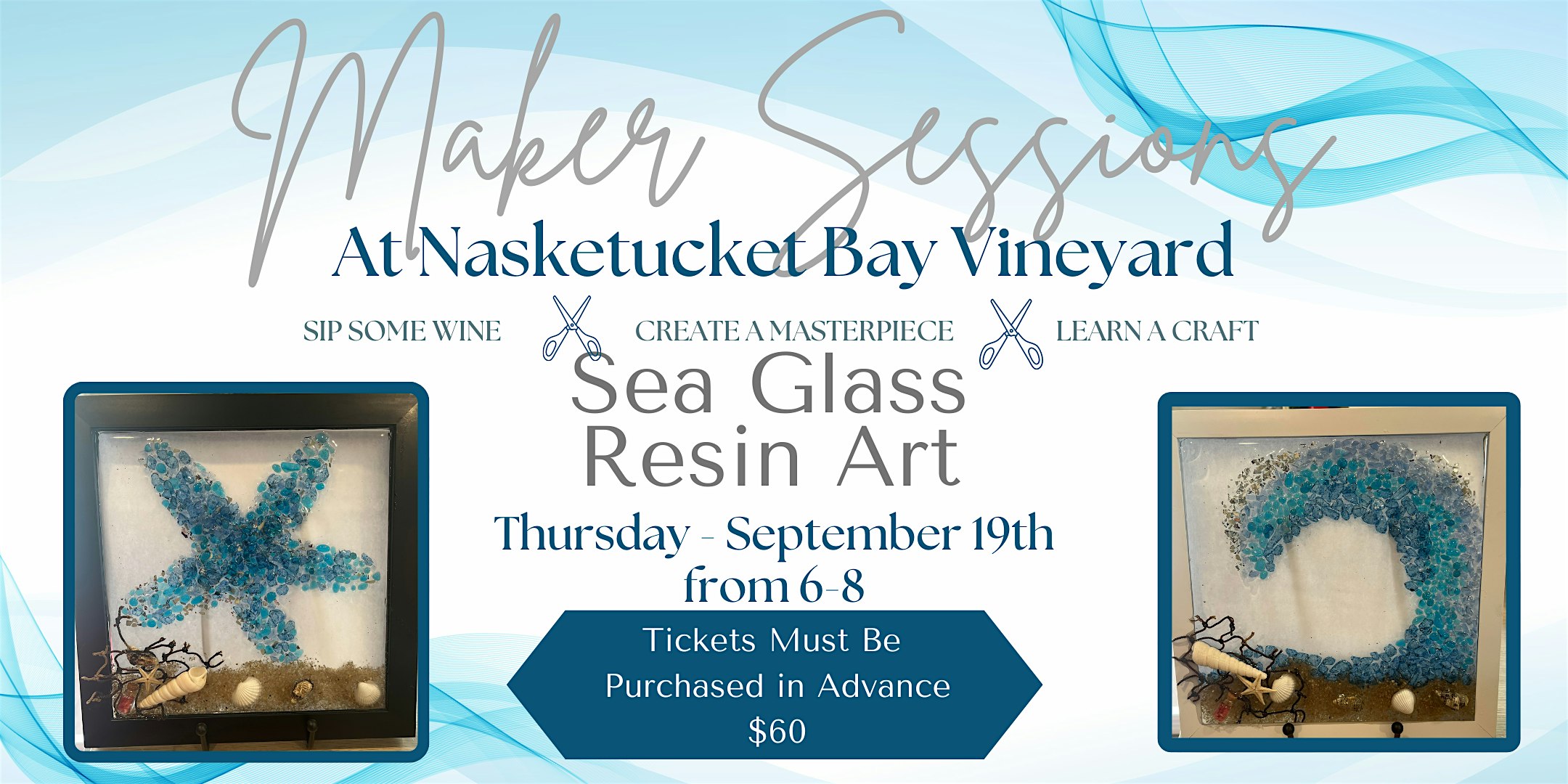 Sea Glass Resin Art Maker Session at Nasketucket Bay Vineyard – Fairhaven, MA