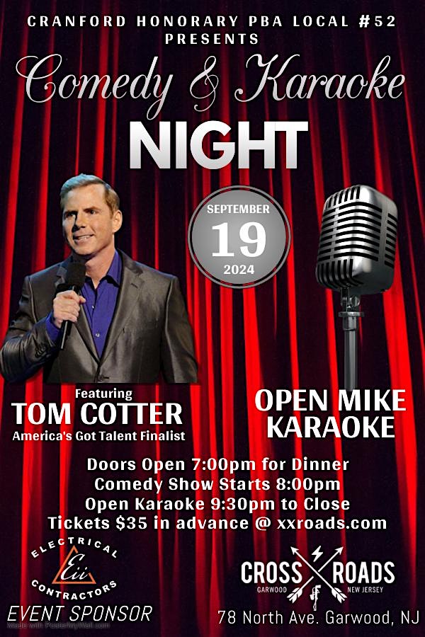 Comedy & Karaoke Night; featuring the Comedy of Tom Cotter – Garwood, NJ