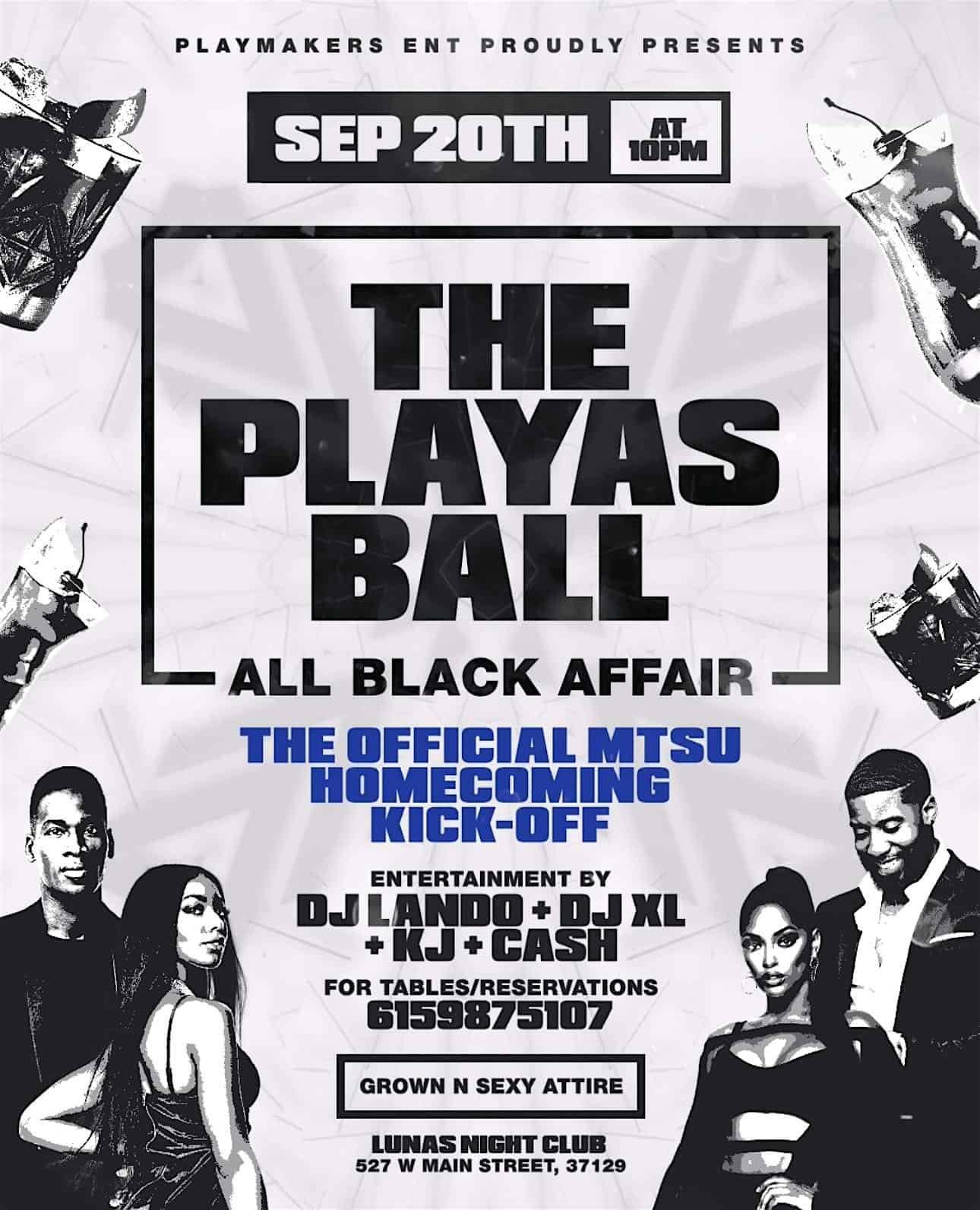 THE PLAYAS BALL – ALL BLACK AFFAIR MTSU HOMECOMING – Murfreesboro, TN