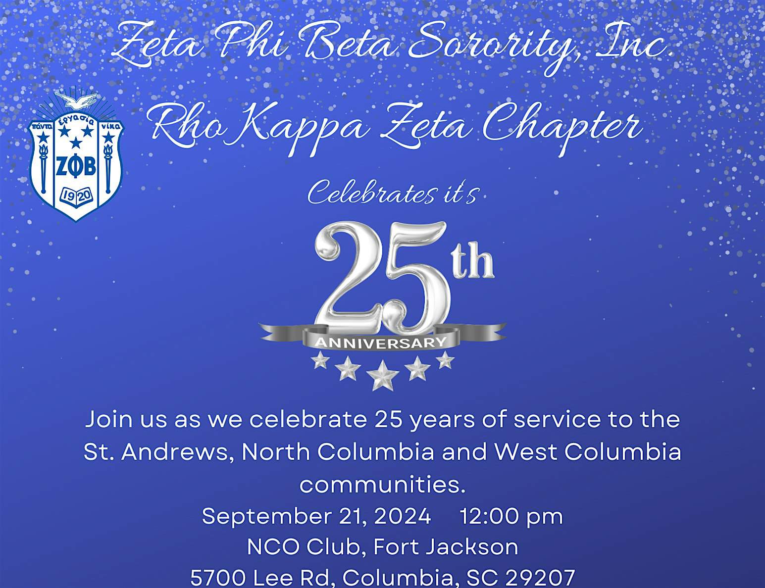 Zeta Phi Beta Sorority, Inc. Rho Kappa Zeta 25 Year Anniversary Luncheon – Columbia, SC