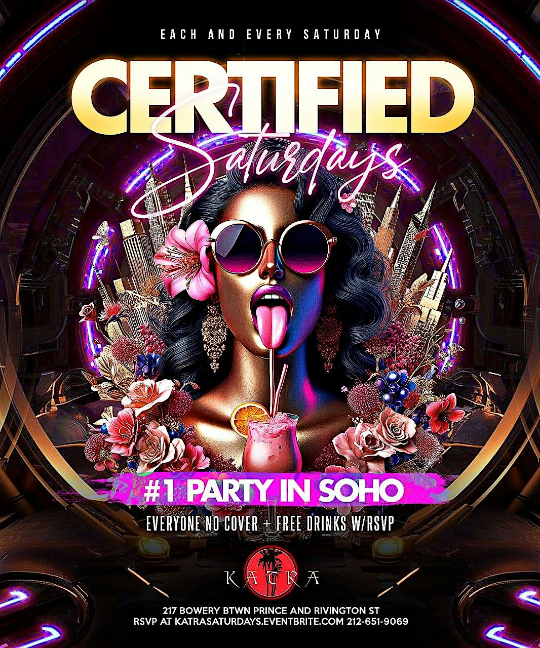 FREE Drinks + Entry Certified Saturdays at Katra Lounge – Manhattan, NY