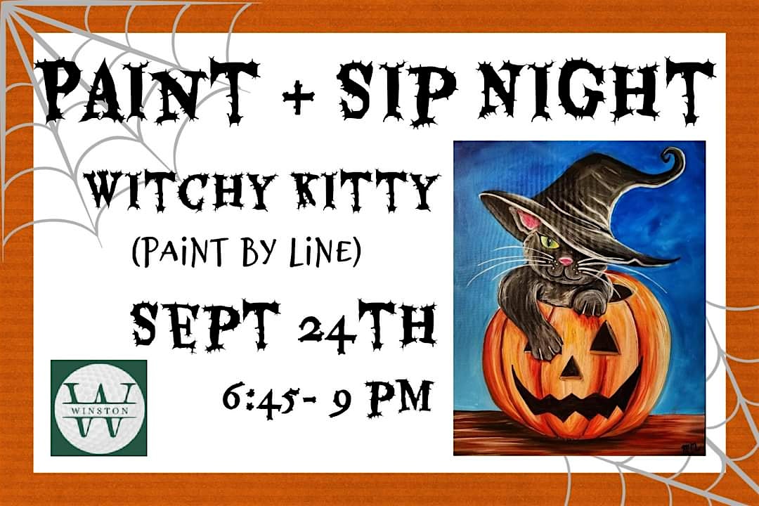 Witchy Kitty (Pre drawn Canvas) Paint Night – Lake Worth Beach, FL