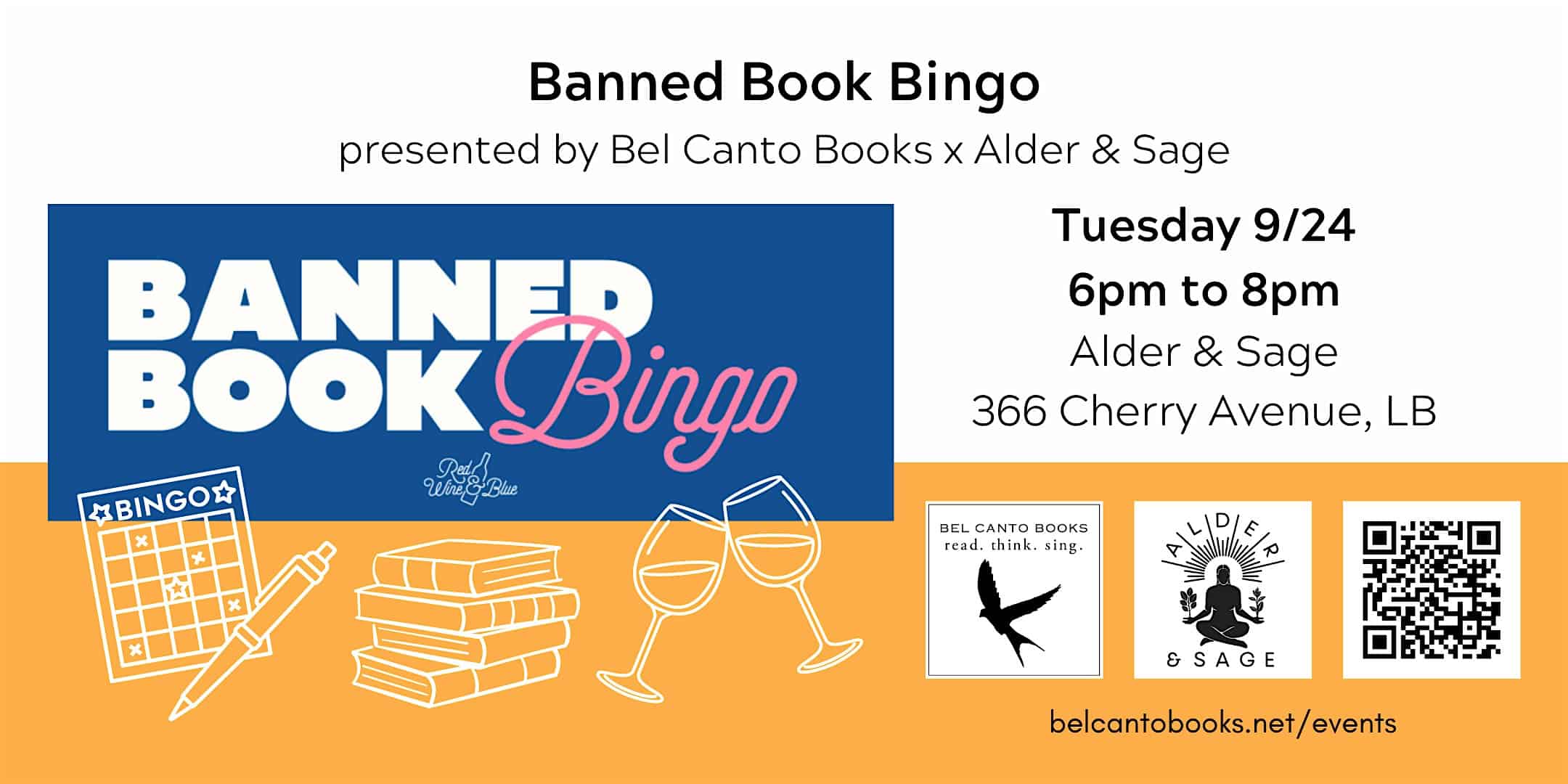 Banned Book Bingo presented by Bel Canto Books x Alder & Sage – Long Beach, CA