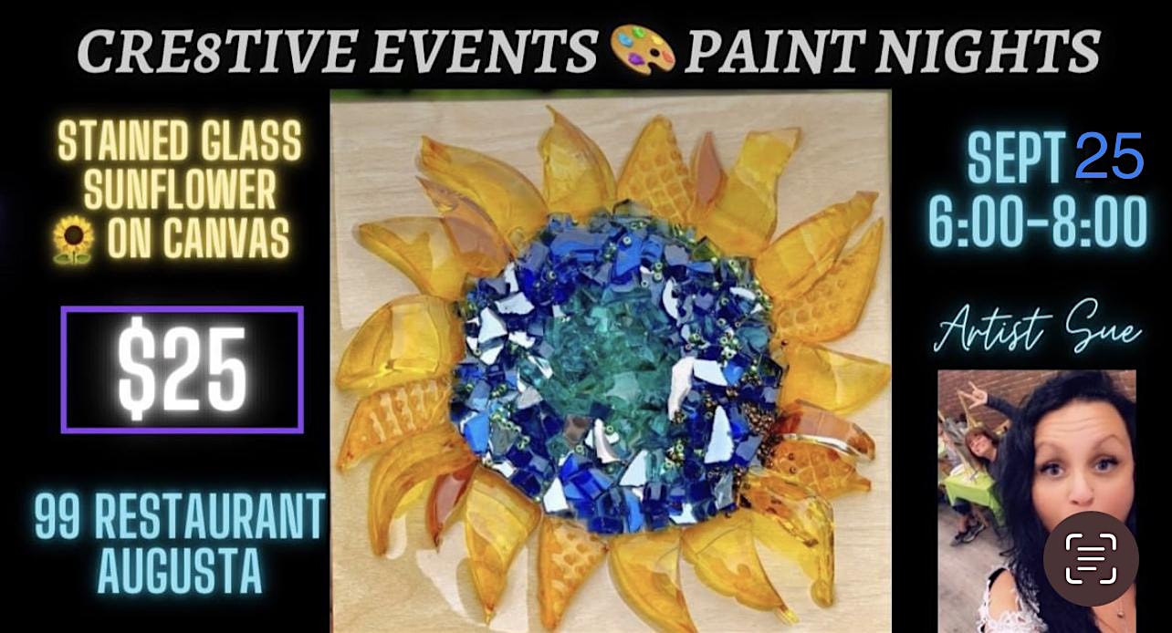 $25 Paint Night – Stained Glass on Canvas – 99 Restaurant Augusta – Augusta, ME