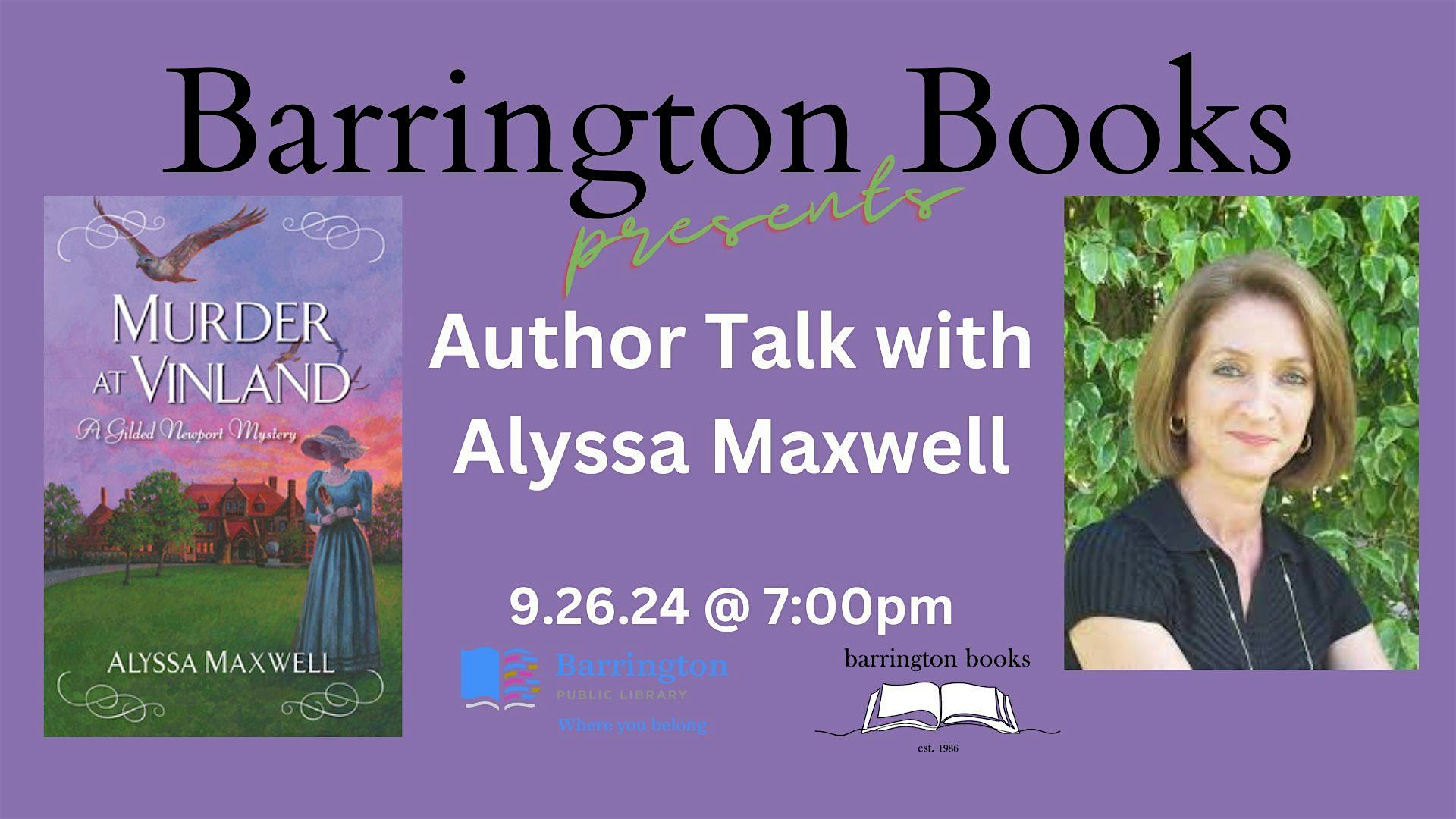 Author Talk with Alyssa Maxwell – Barrington, RI