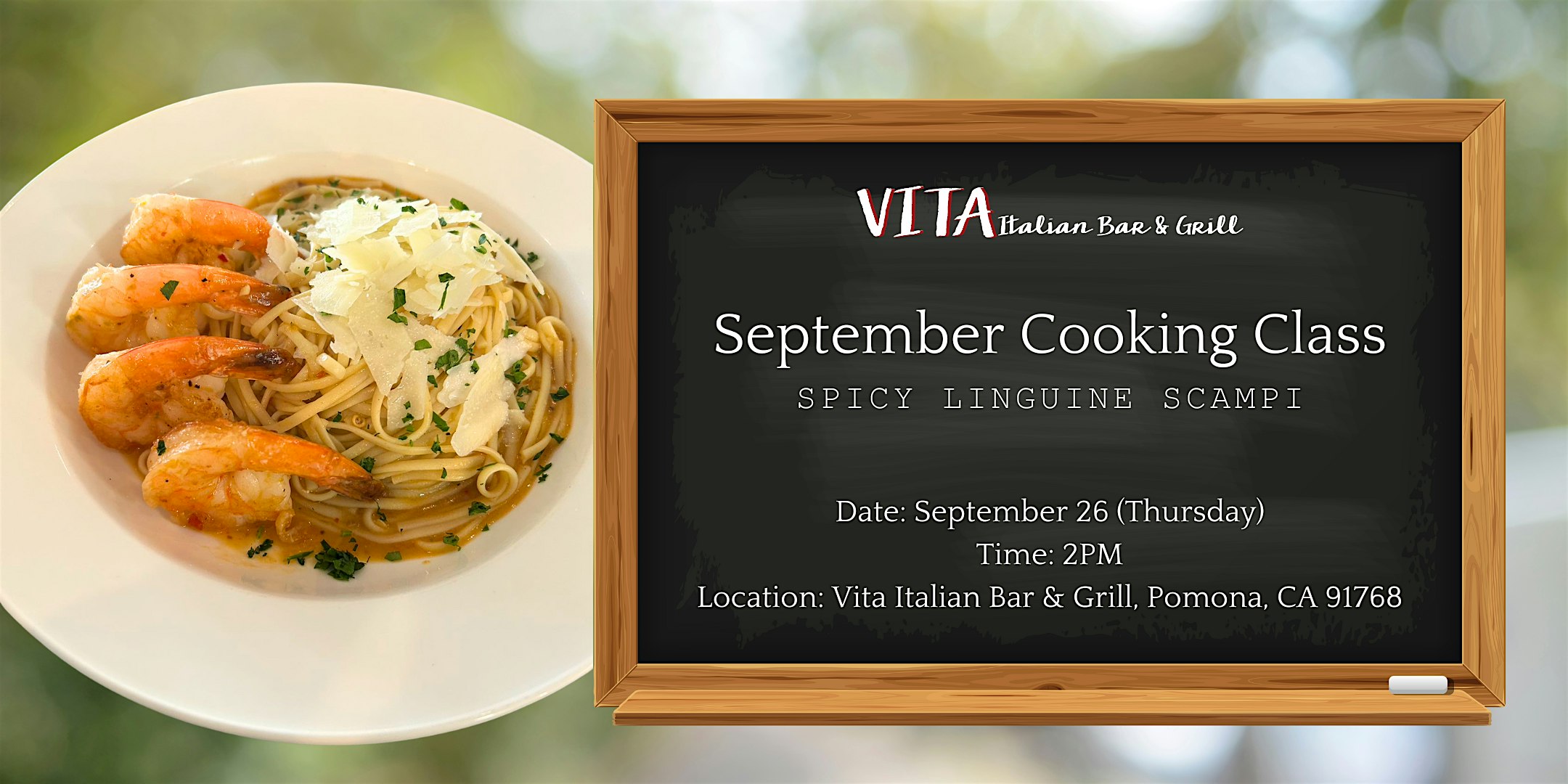 VITA Italian Bar & Grill | September Cooking Class | Spicy Linguine Scampi – Pomona, CA