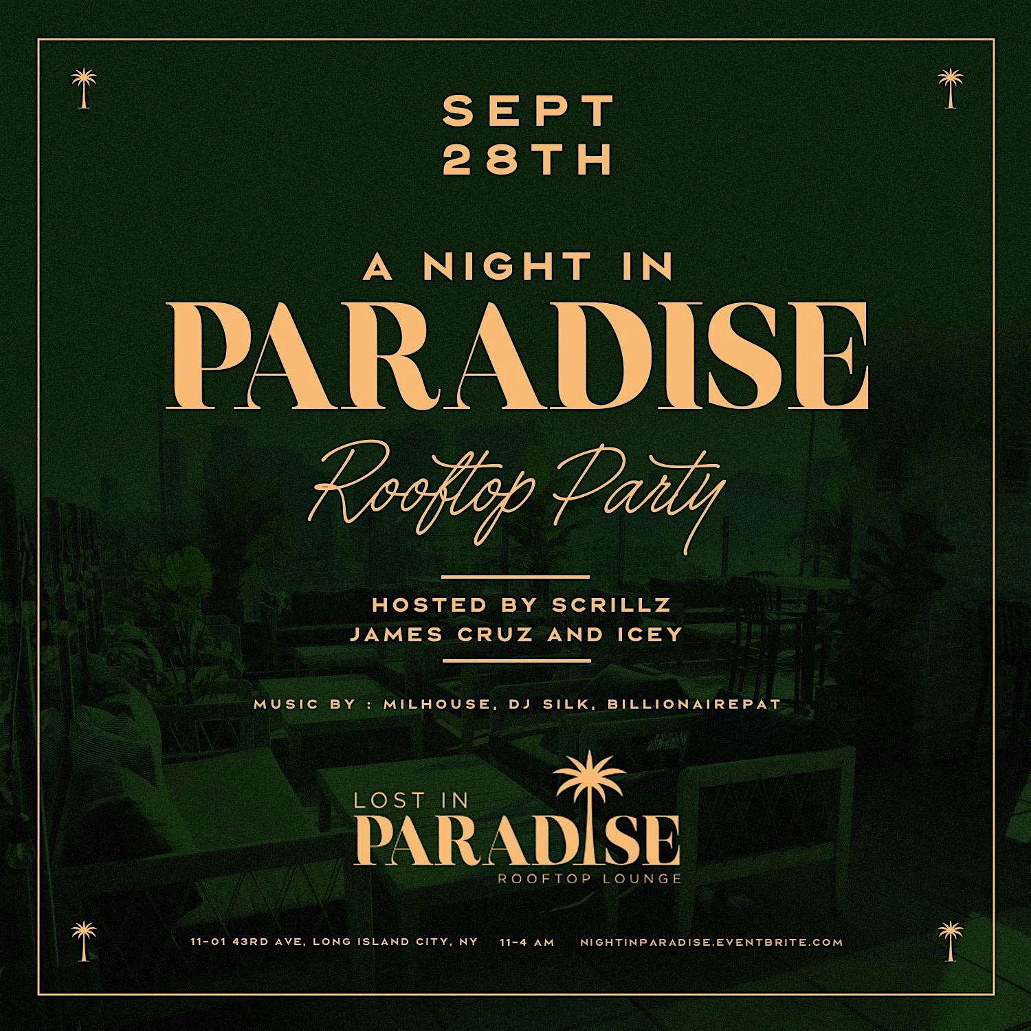 Night In Paradise: NYC’s Biggest Rooftop Party – Queens, NY