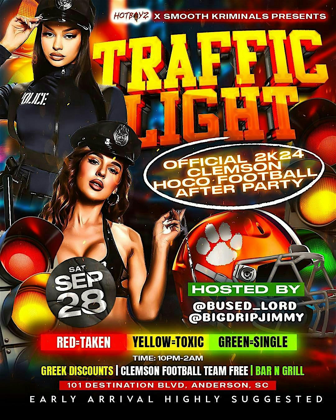 THE OFFICIAL CLEMSON HOMECOMING FOOTBALL AFTERPARTY – TRAFFIC LIGHT – Anderson, SC