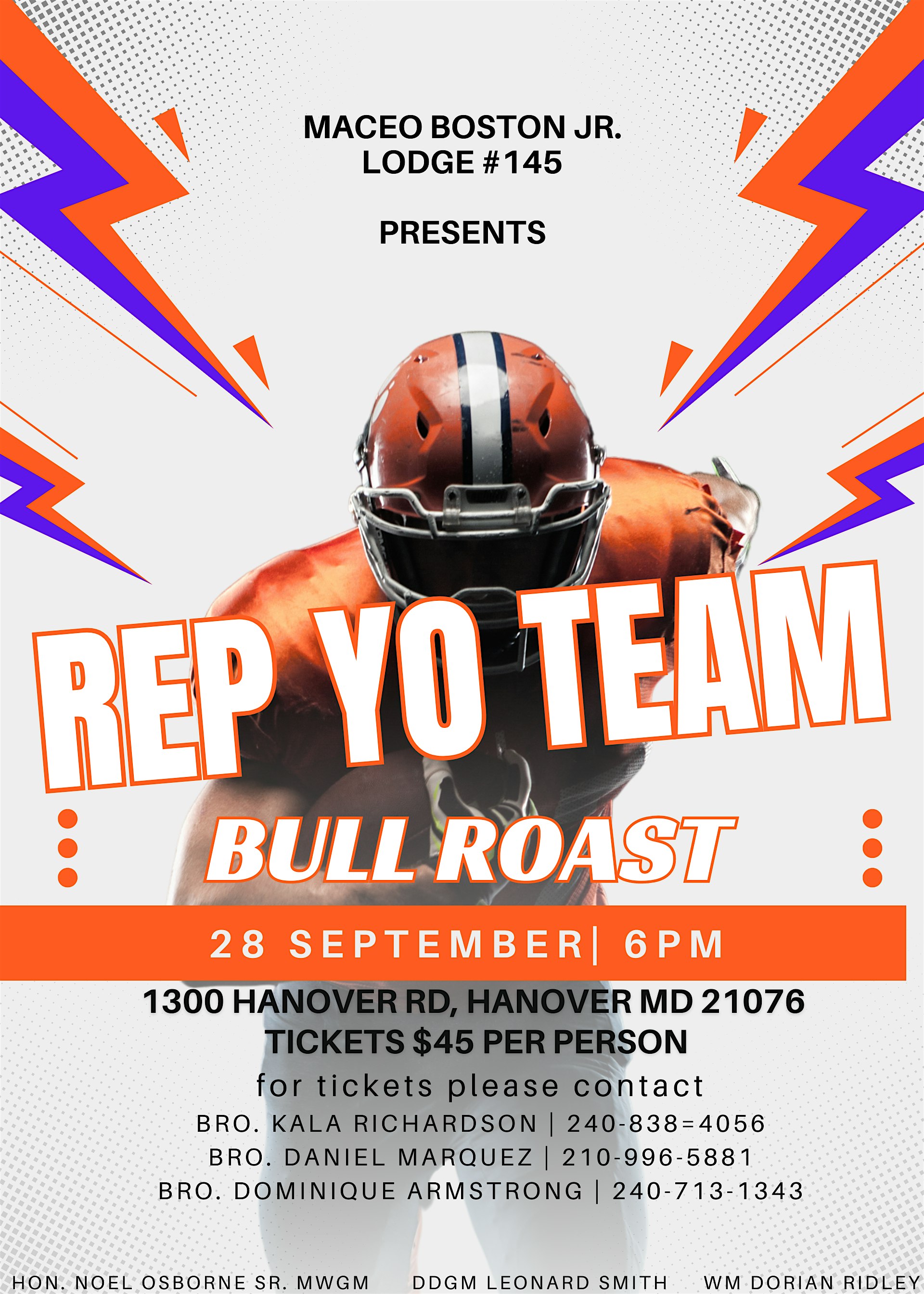 Rep Your Team BullRoast hosted by Maceo Boston Jr Lodge #145 – Hanover, MD