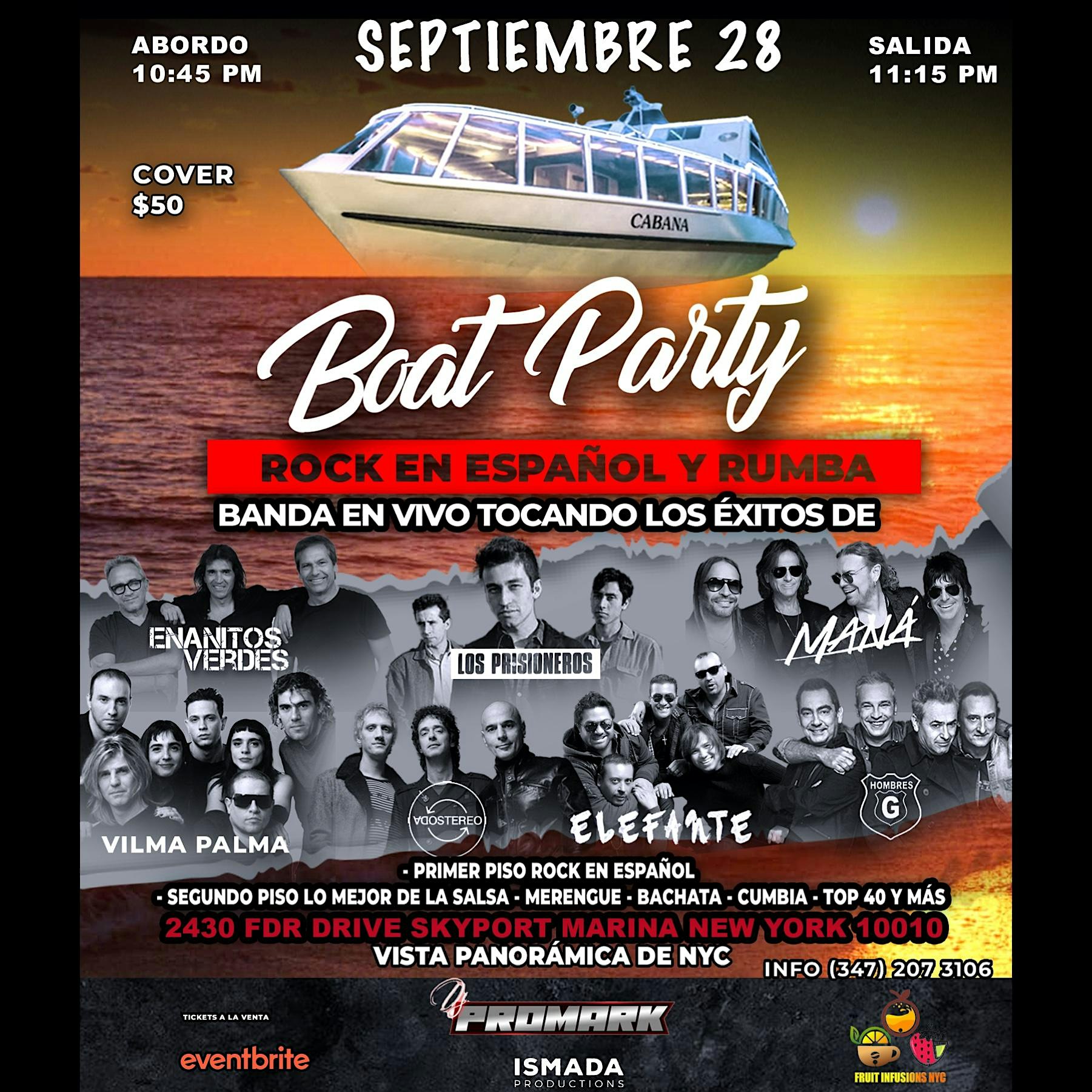 Rock en Español y Rumba Boat party despidiendo el verano – New York, NY