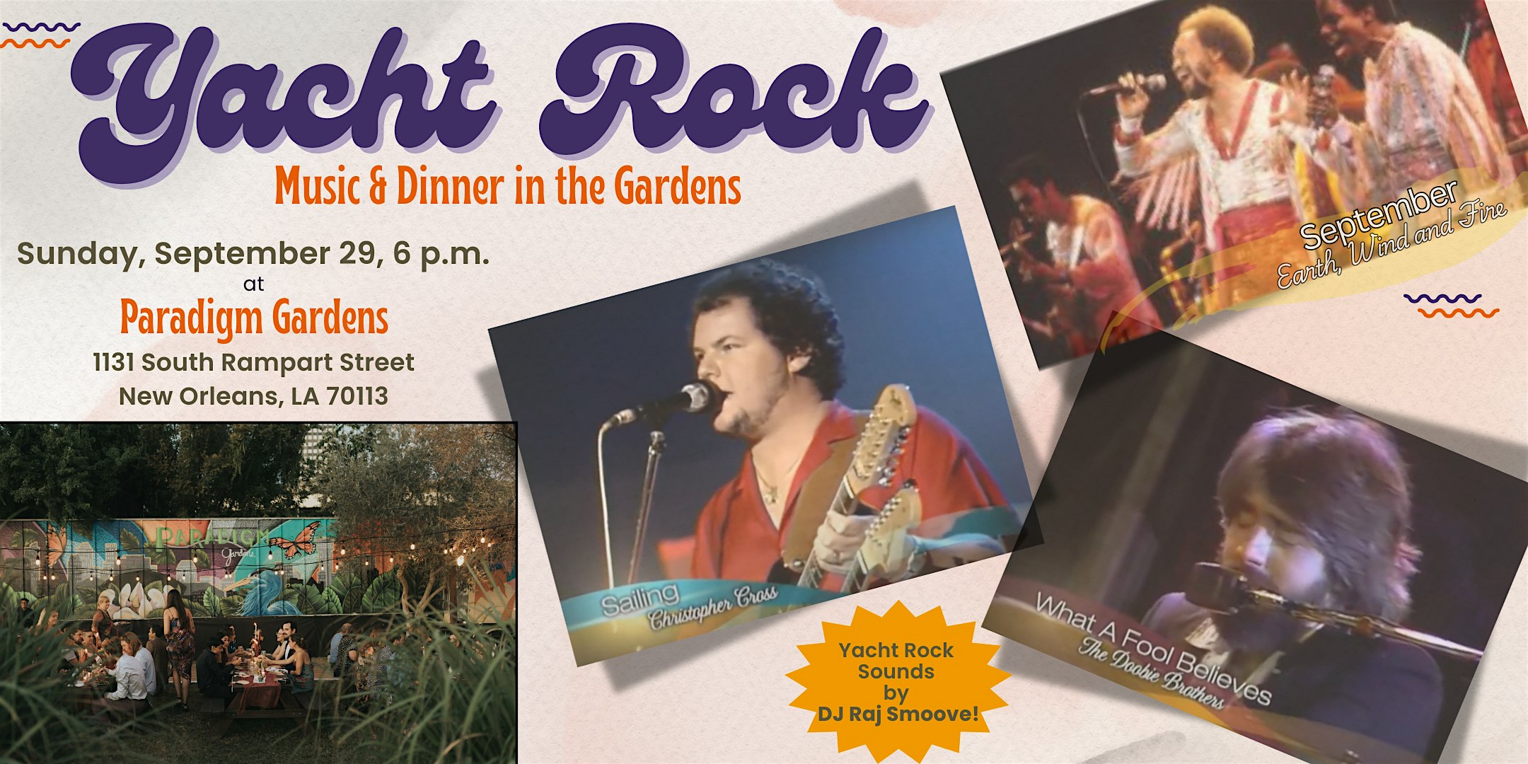 Yacht Rock Music and Dinner in the Gardens – New Orleans,