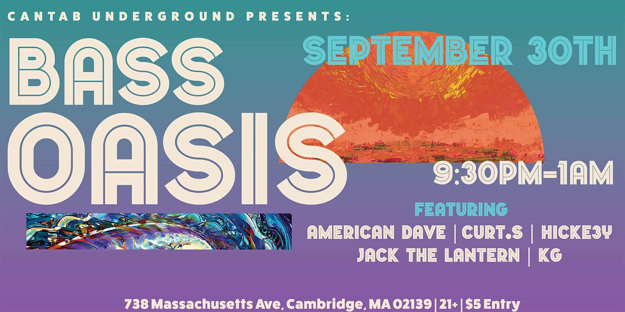 Bass Oasis 9/30 @ The Cantab Lounge (Underground) – Cambridge, MA