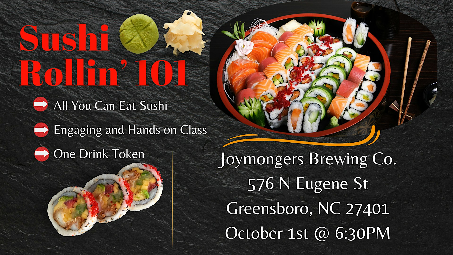 Sushi Rollin’ 101 – Greensboro, NC