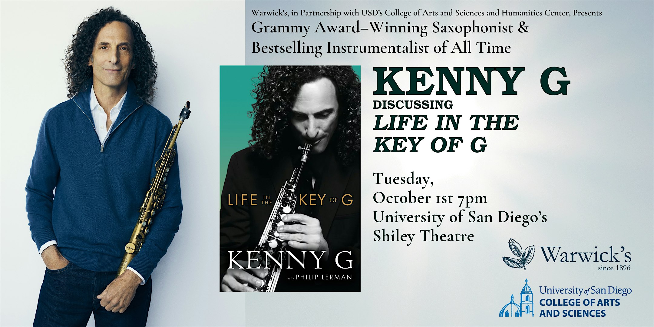 Kenny G discussing LIFE IN THE KEY OF G – San Diego, CA