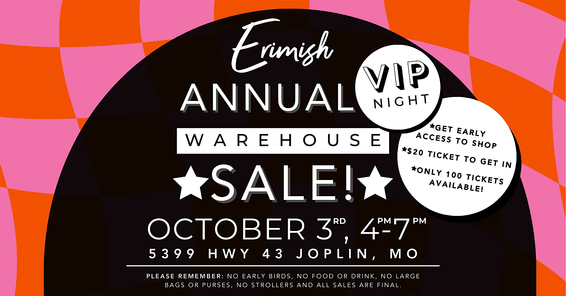 Erimish 2024 VIP Warehouse Sale – Joplin, MO