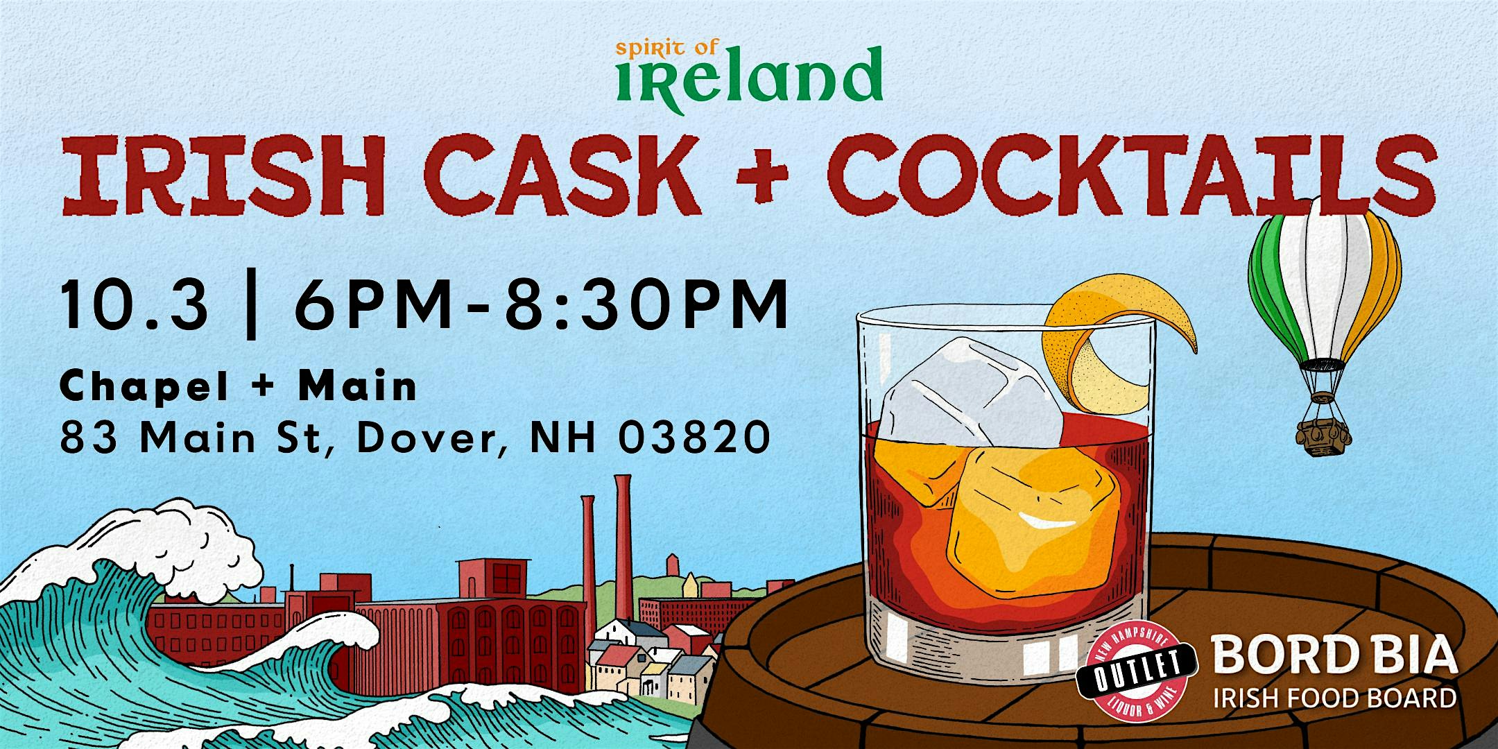 Irish Casks + Cocktails – Spirit of Ireland – Dover, NH