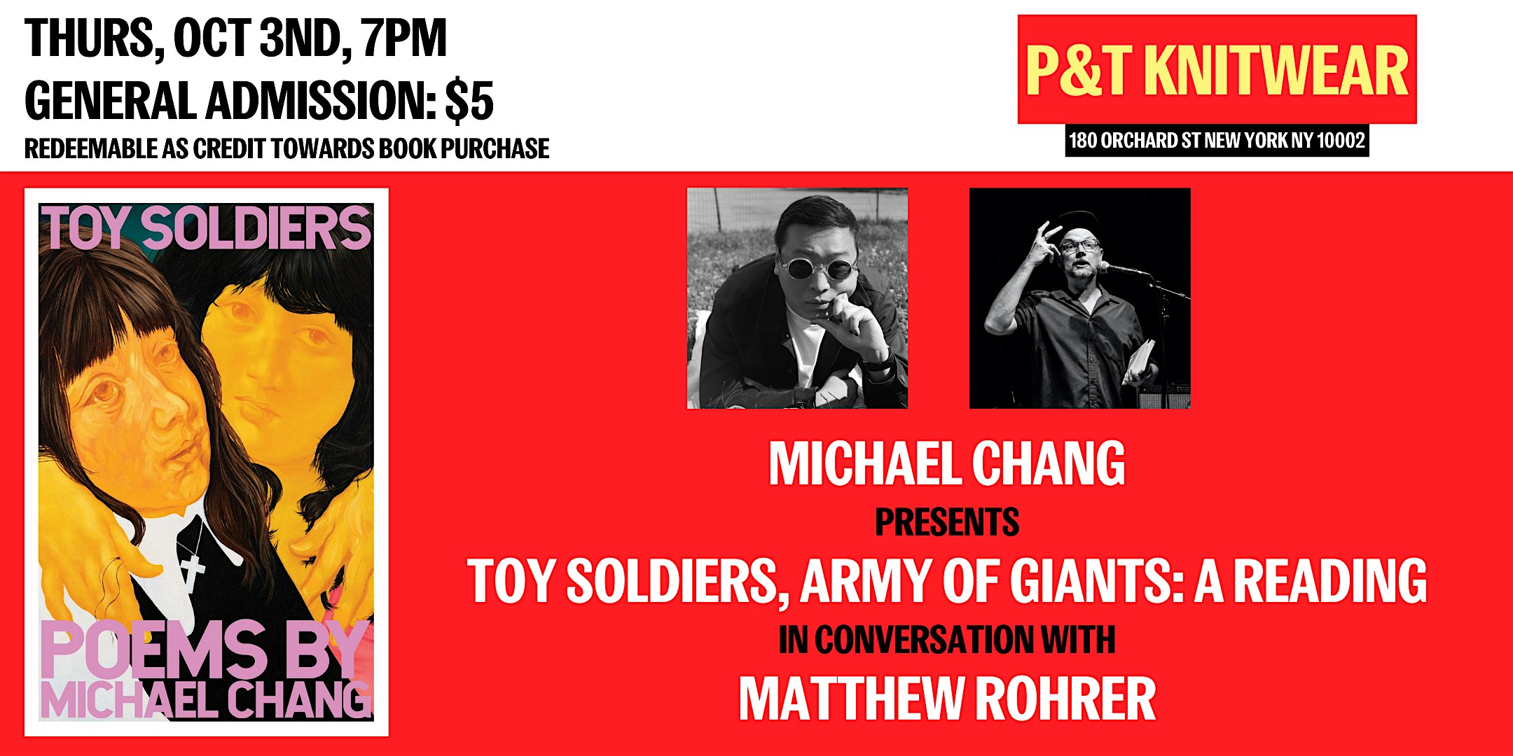 TOY SOLDIERS, Army of Giants: A Reading – New York, NY