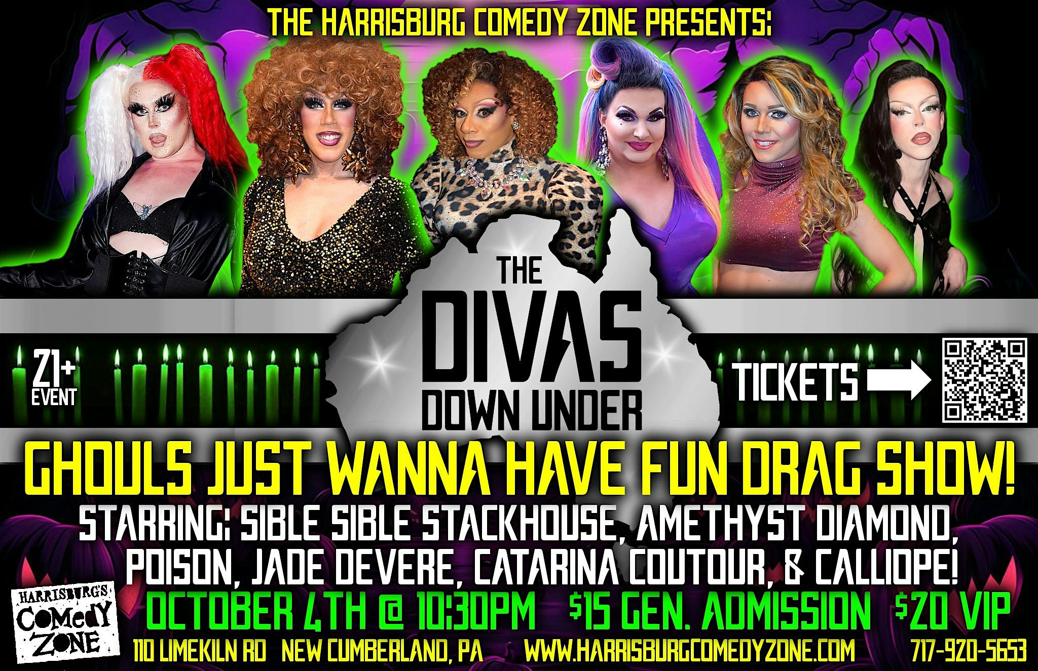 The Divas Down Under “Ghouls Just Wanna Have Fun” Drag Show! – New Cumberland, PA