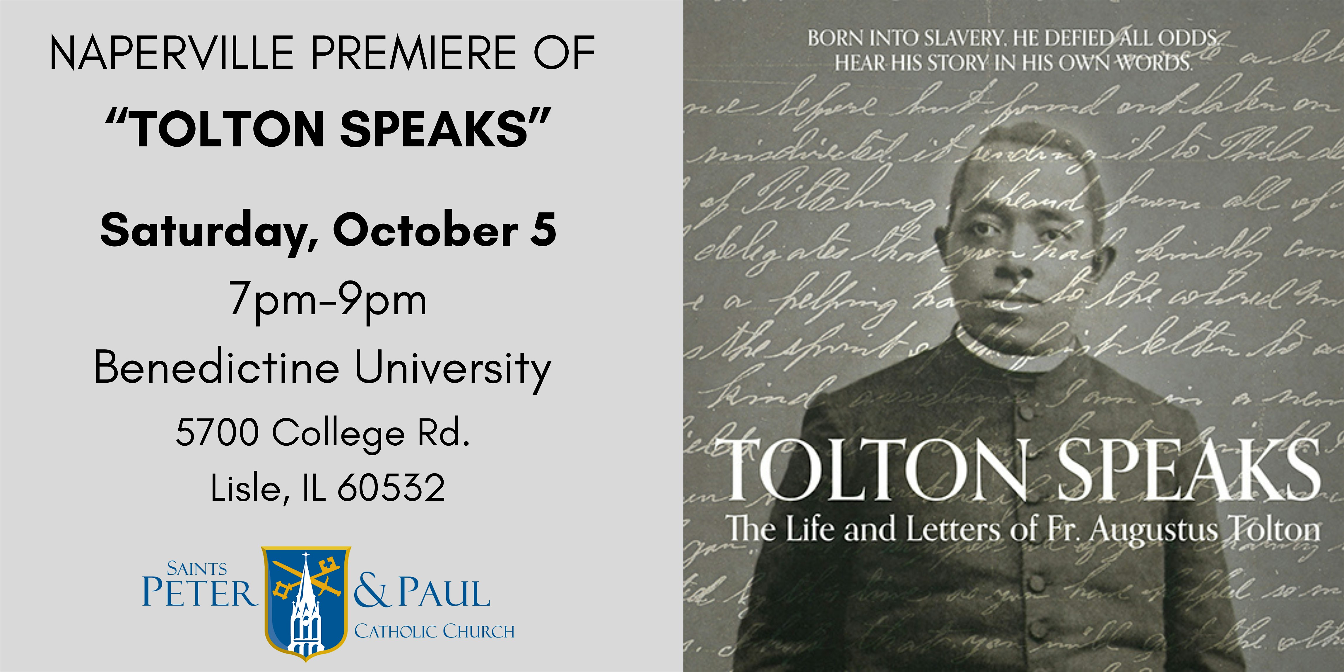 “Tolton Speaks” Movie – Lisle, IL