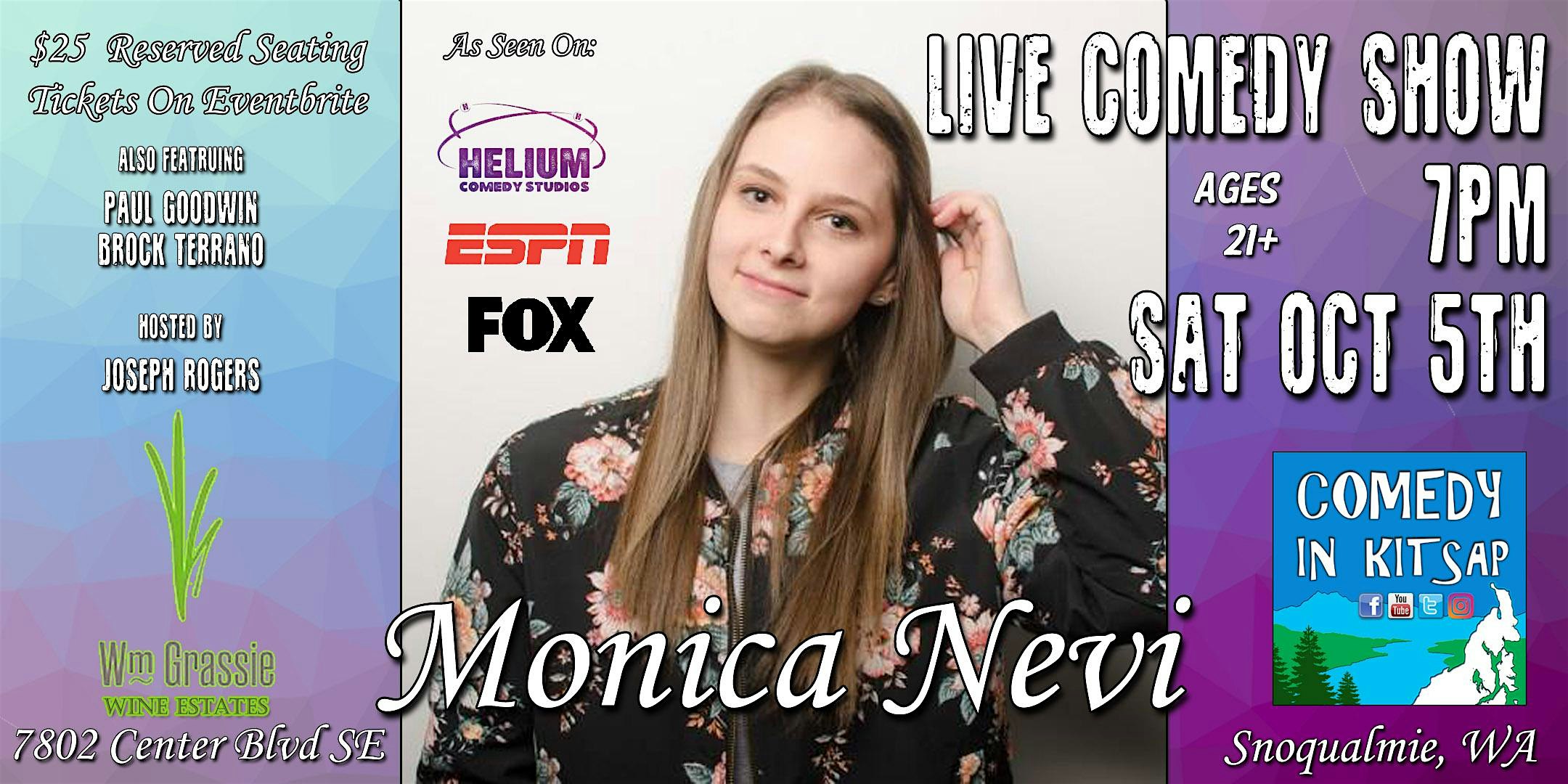 Live Comedy Show at William Grassie Wine Estates w/Monica Nevi !!! – Snoqualmie, WA