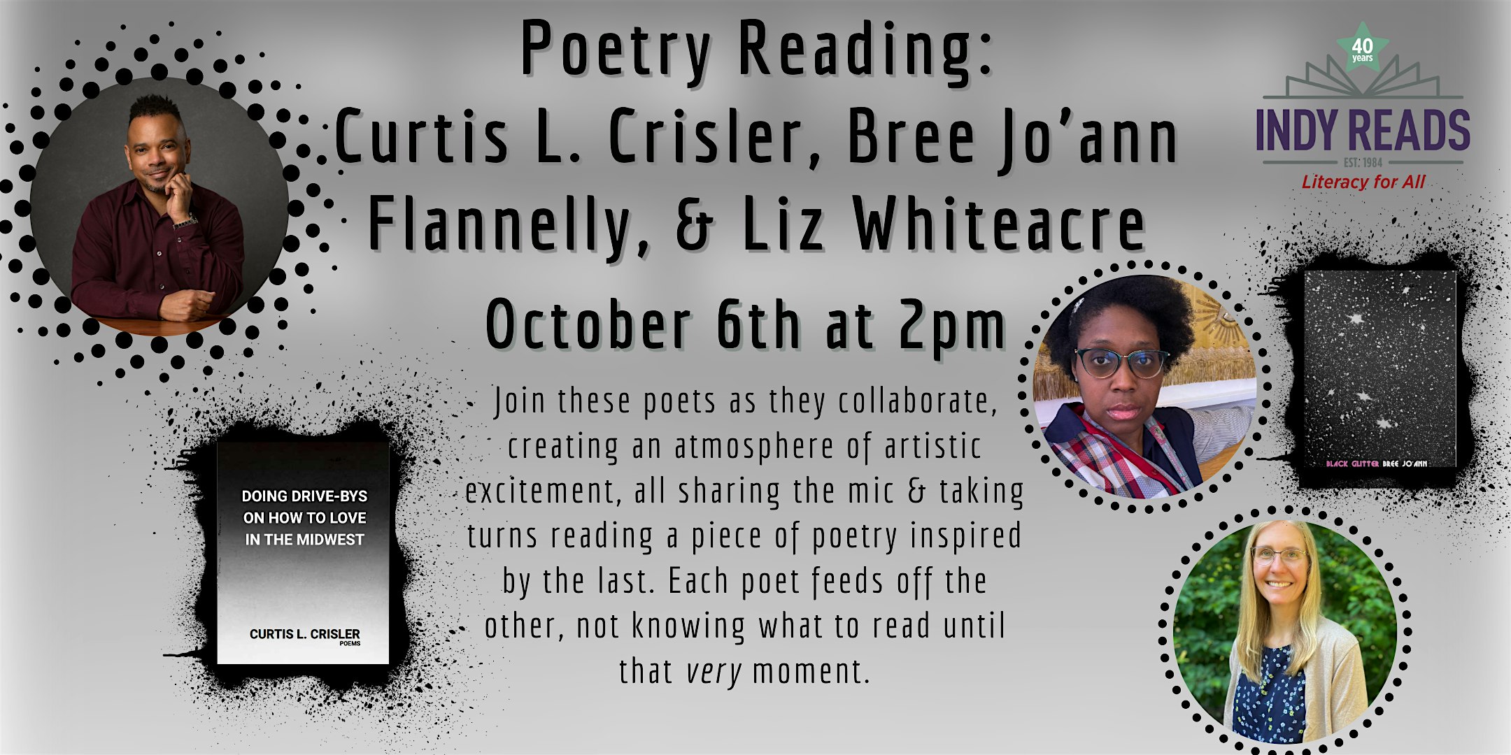 Poetry Reading: Curtis L. Crisler, Bree Jo’ann Flannelly, & Liz Whiteacre – Indianapolis, IN