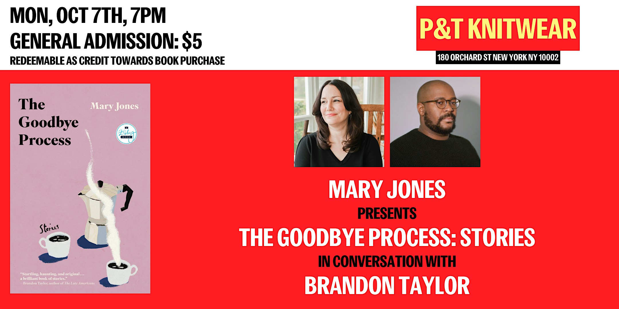 Mary Jones presents The Goodbye Process: Stories, ft. Brandon Taylor – New York, NY