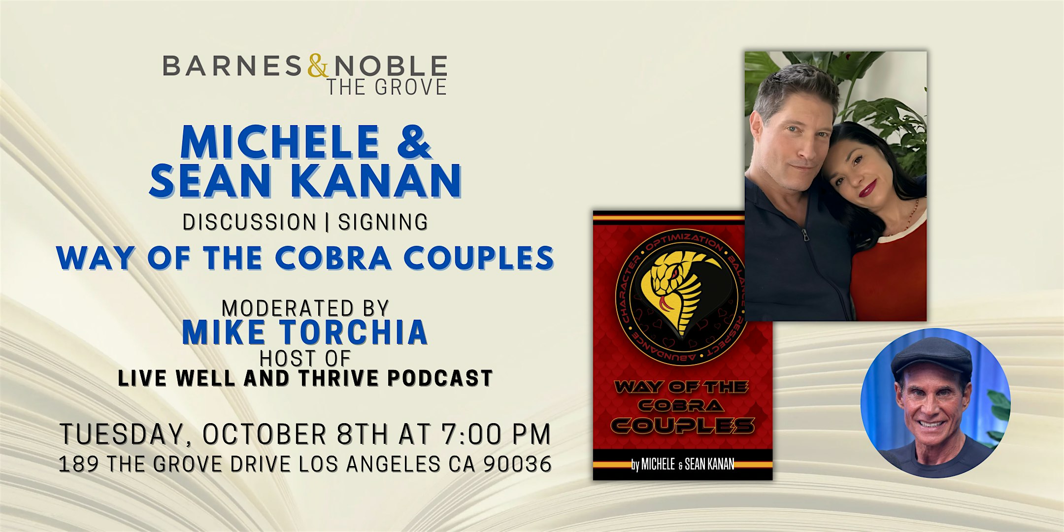 Michele & Sean Kanan discuss WAY OF THE COBRA COUPLES at B&N The Grove – Los Angeles, CA