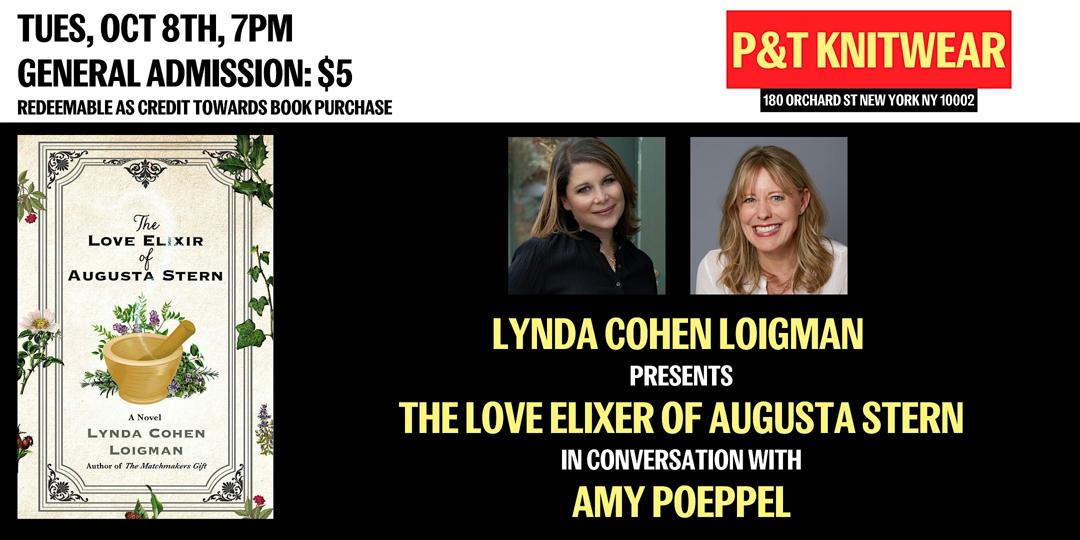 Lynda Cohen Loigman presents The Love Elixir of Augusta Stern – New York, NY