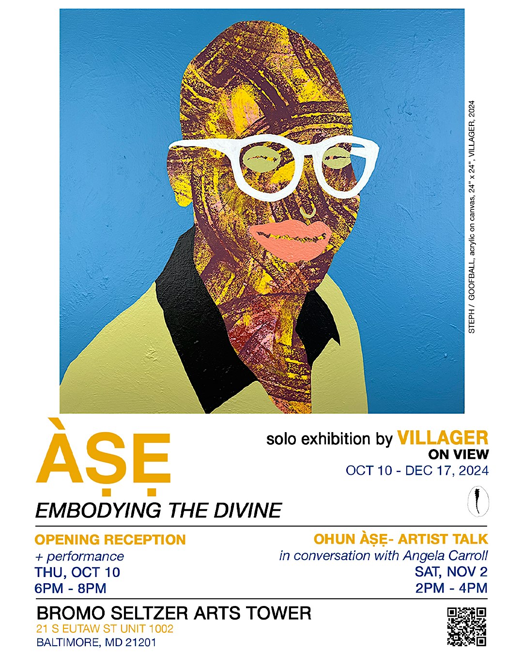 “ÀṢẸ: Embodying the Divine” – solo exhibition by VILLAGER – Baltimore, MD