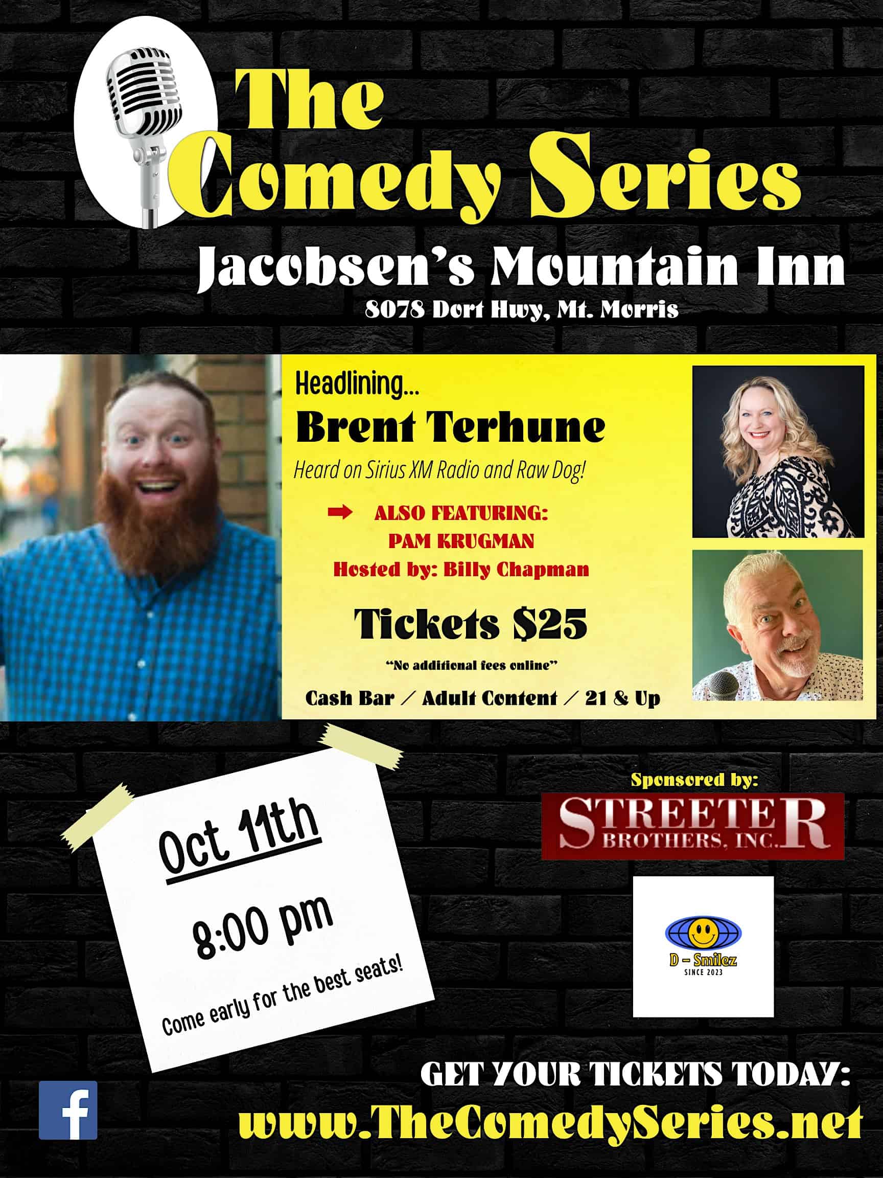 Comedy Show -Jacobsen’s Mountain Inn- Mt. Morris – Mount Morris, MI