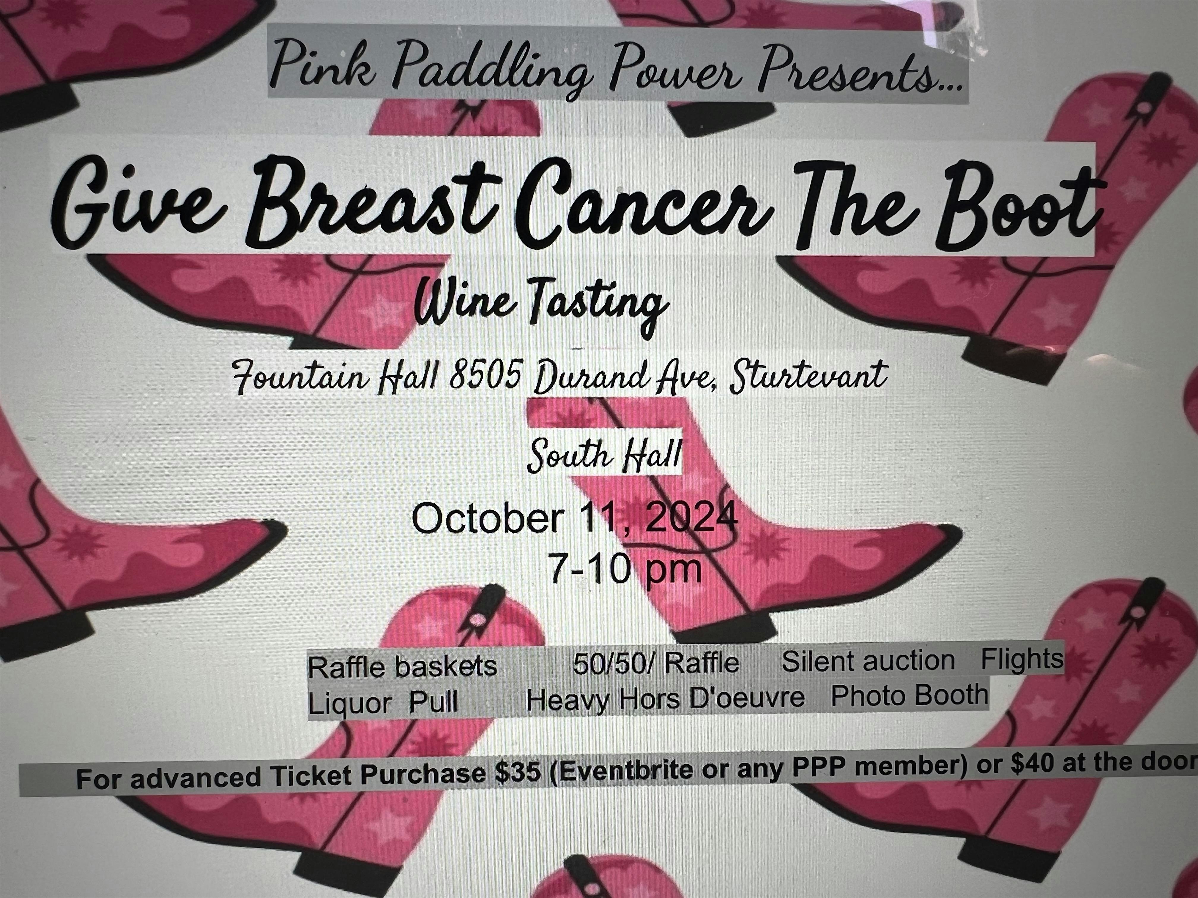 Pink Paddling Power Wine Tasting ” Give Cancer The Boot” – Sturtevant, WI