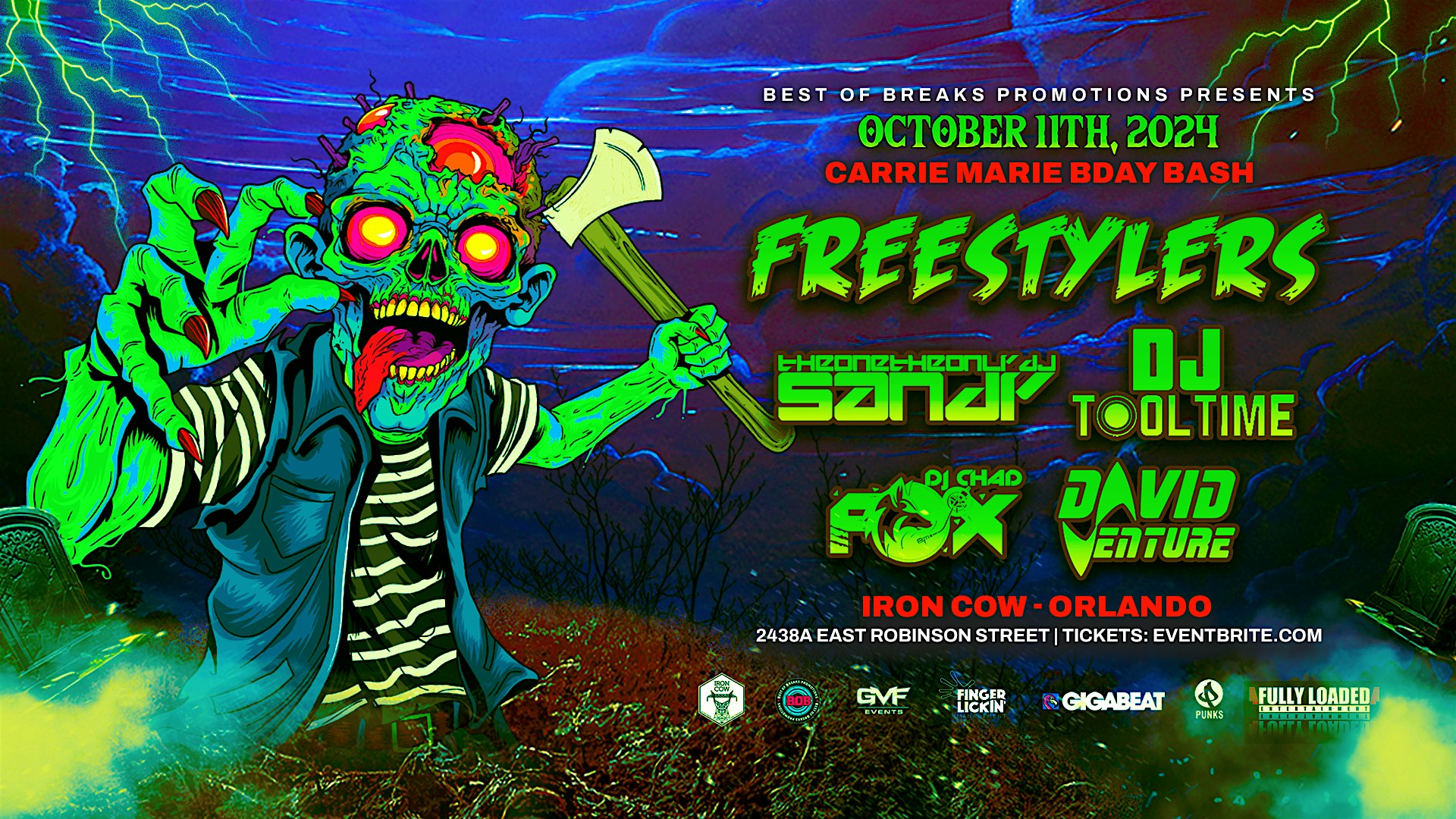 Best of Breaks Presents:: The Freestylers!! Dj Sandy and More at Iron Cow – Orlando, FL