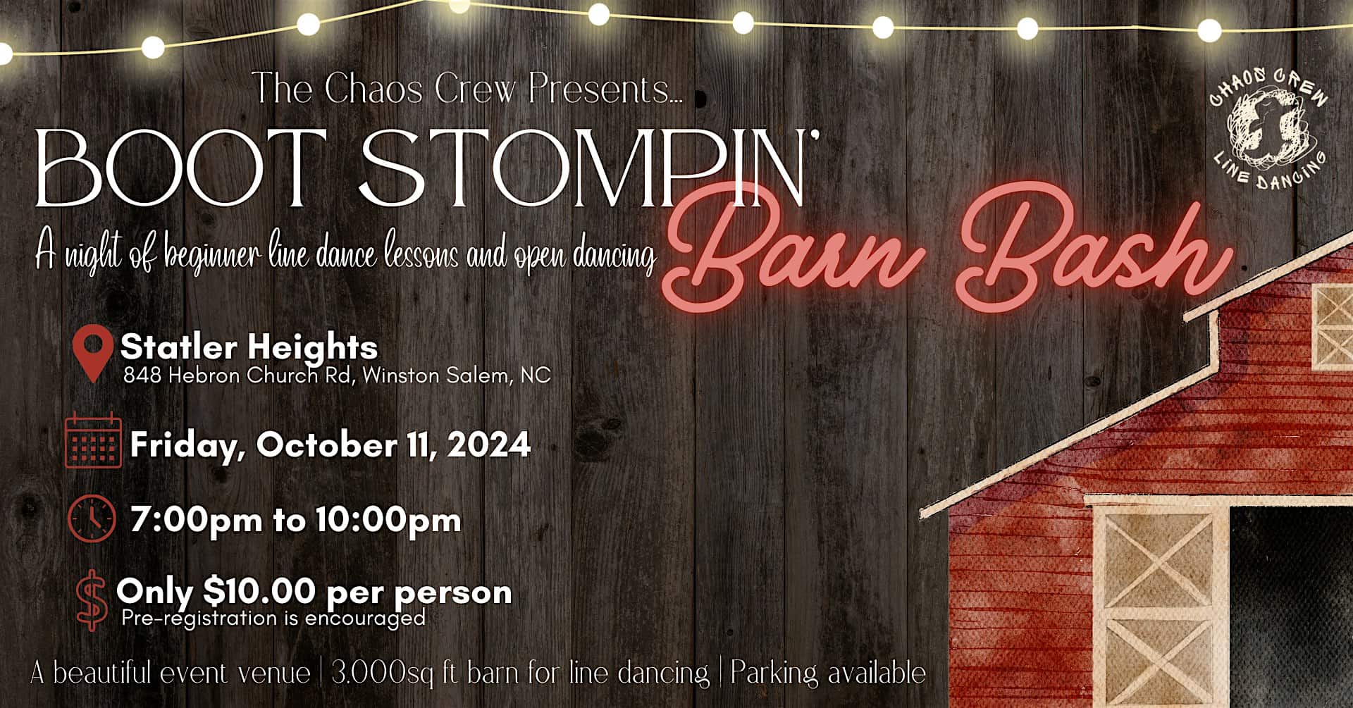 Boot Stompin’ Barn Bash – Statler Heights – Winston-Salem, NC