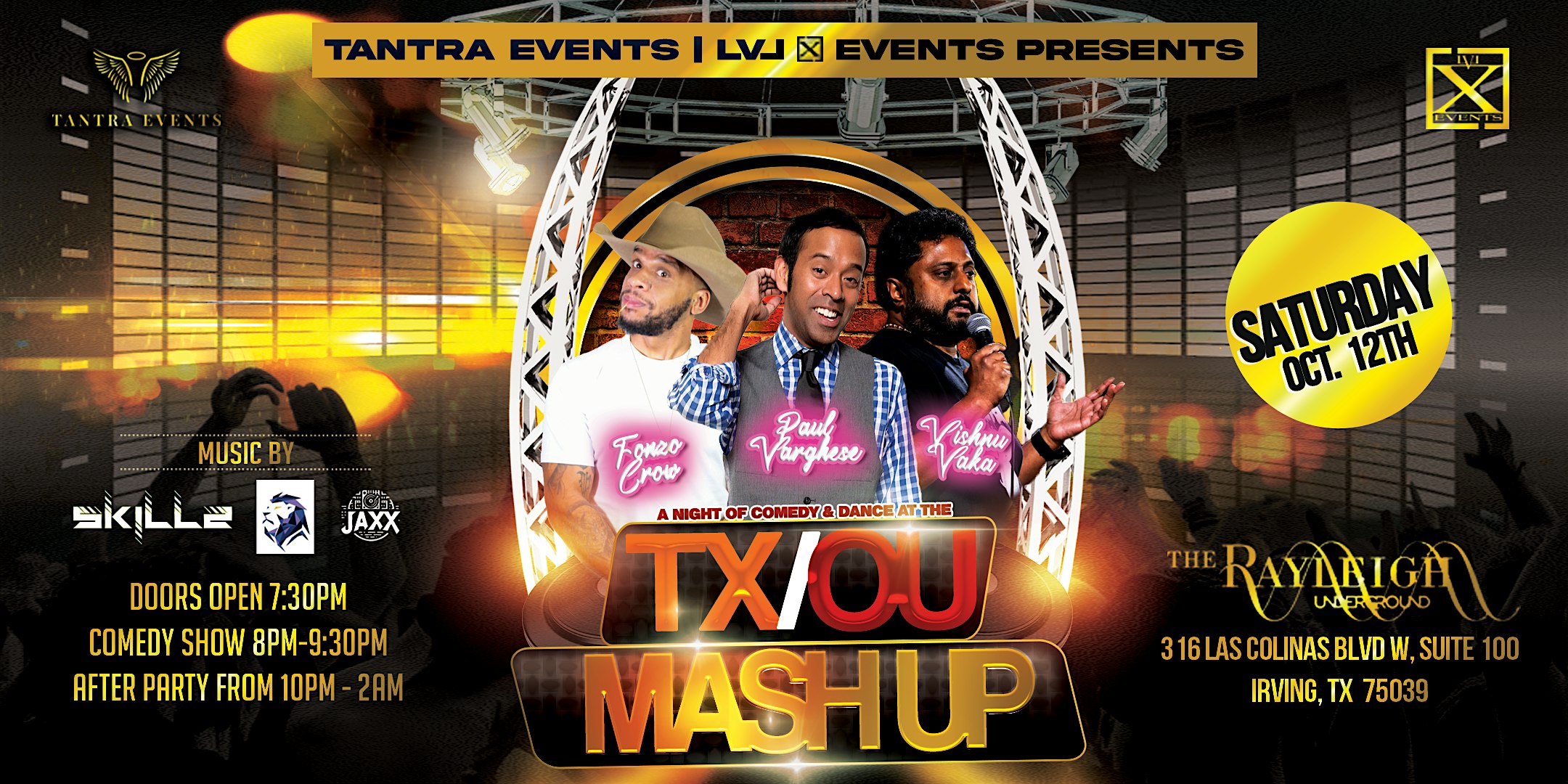 A Night of Comedy & Dance at the TX / OU Mashup – Irving, TX