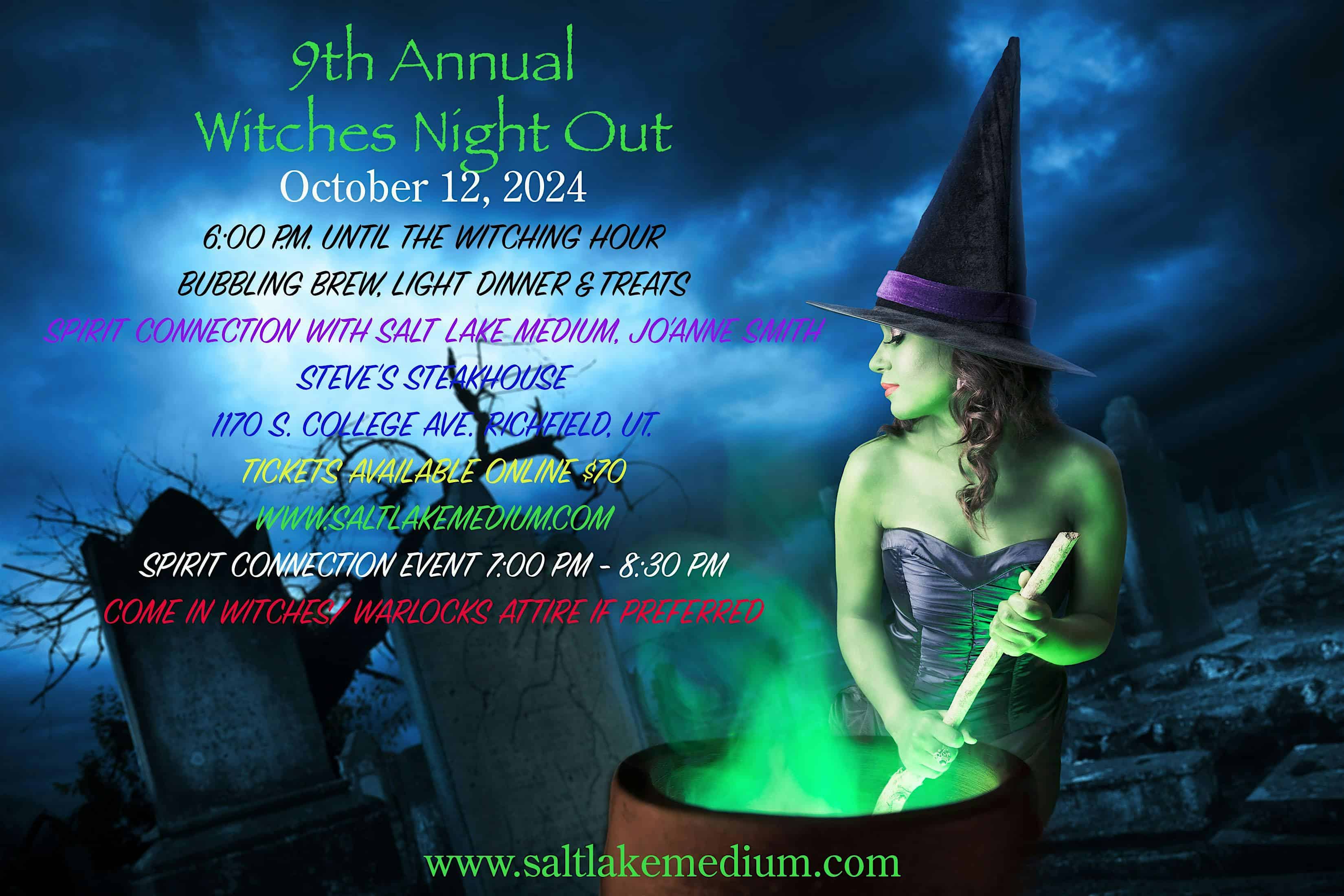 2024 WITCHES NIGHT OUT HALLOWEEN SPIRIT CONNECTION” W/ SALT LAKE MEDIUM – Richfield, UT