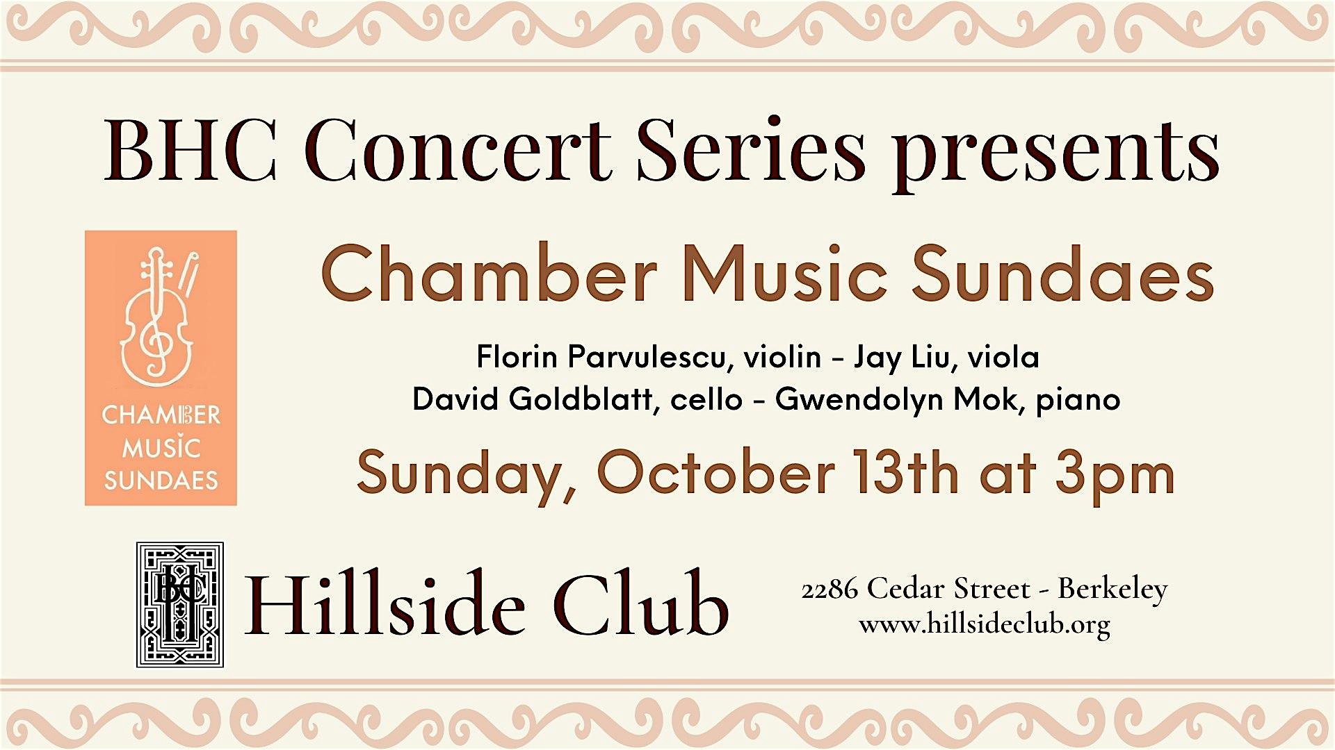 Chamber Music Sundaes: Parvulescu/ Liu/Goldblatt/Mok at the Hillside Club – Berkeley, CA